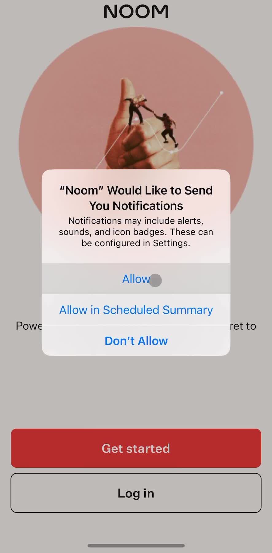 Noom Enable notifications screen in the Onboarding flow