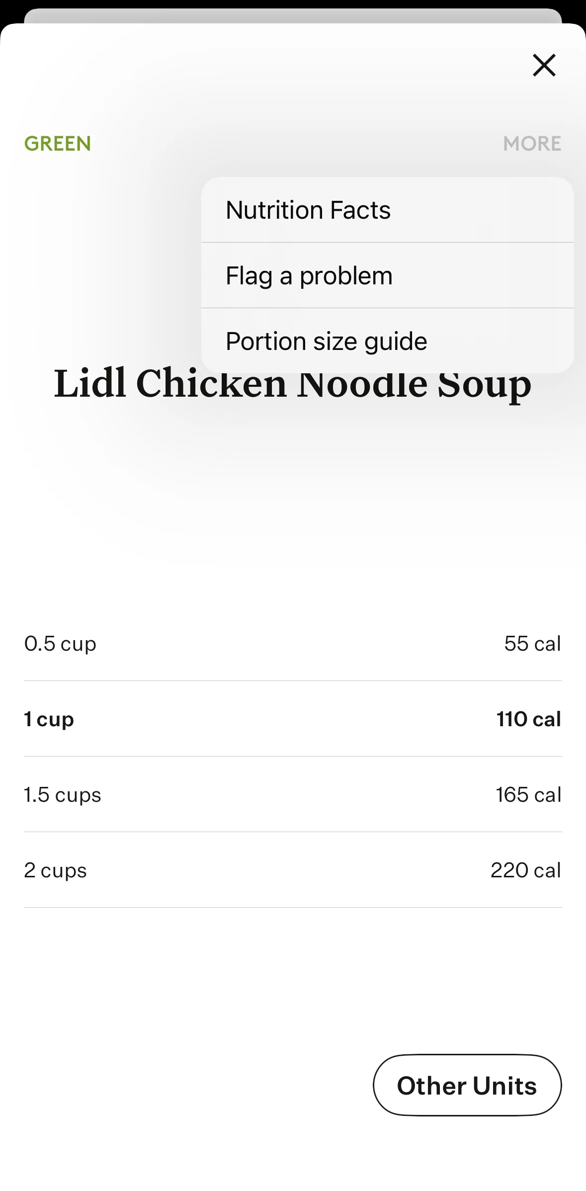 Noom Screen screen in the Portion size guide flow