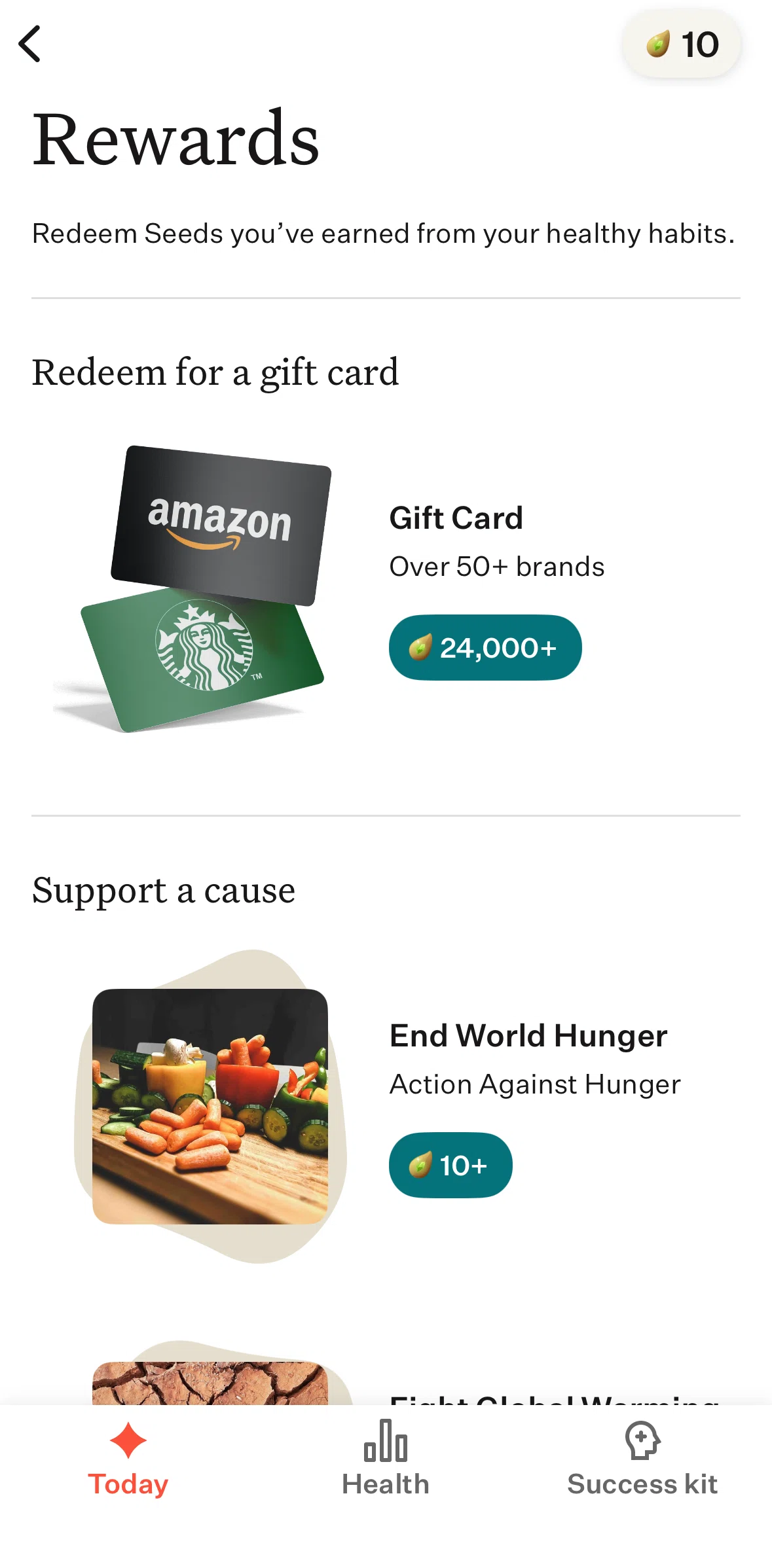 Noom Screen screen in the Redeem points (gift card) flow