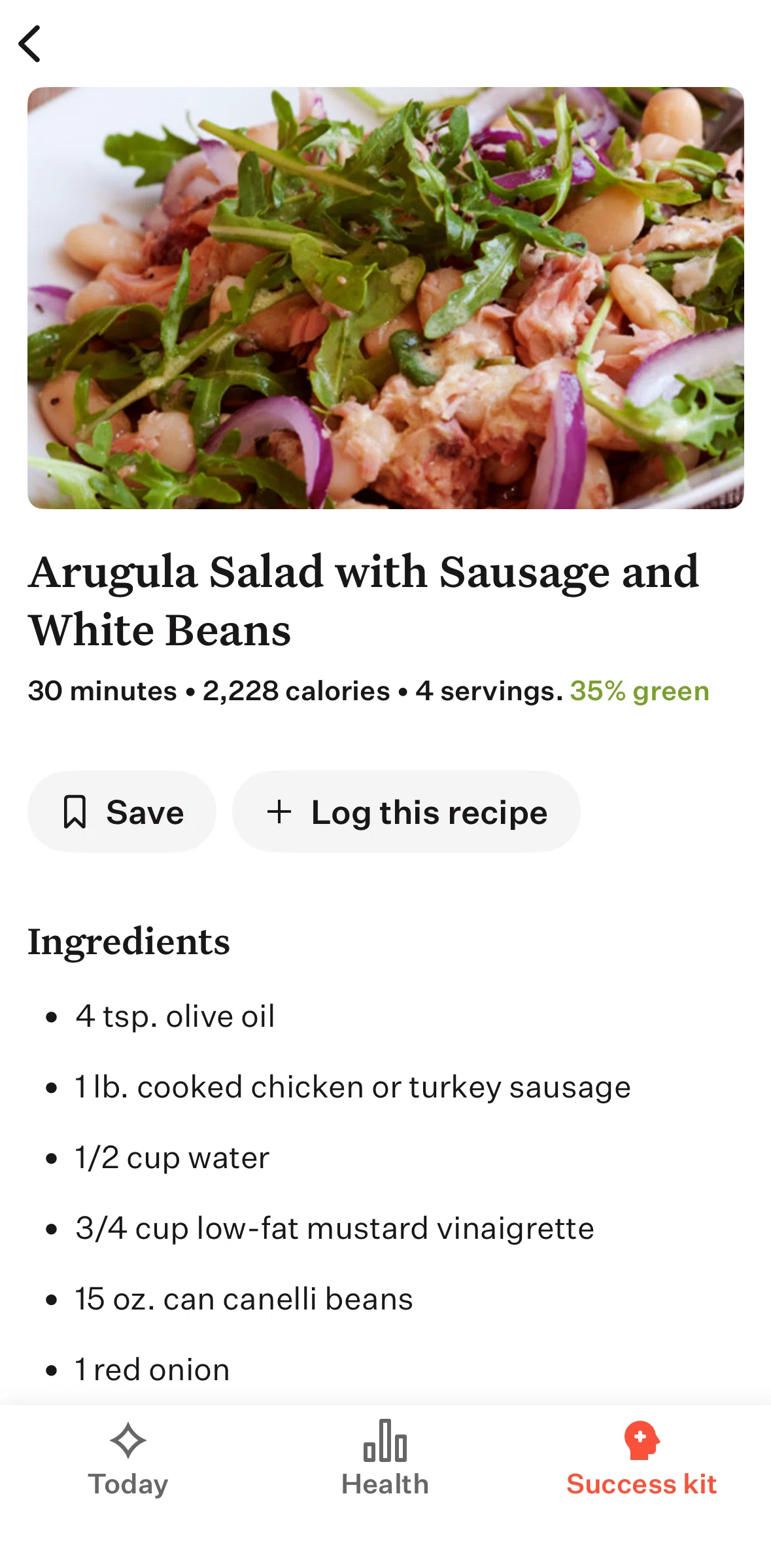 Noom Screen screen in the Saving a recipe flow