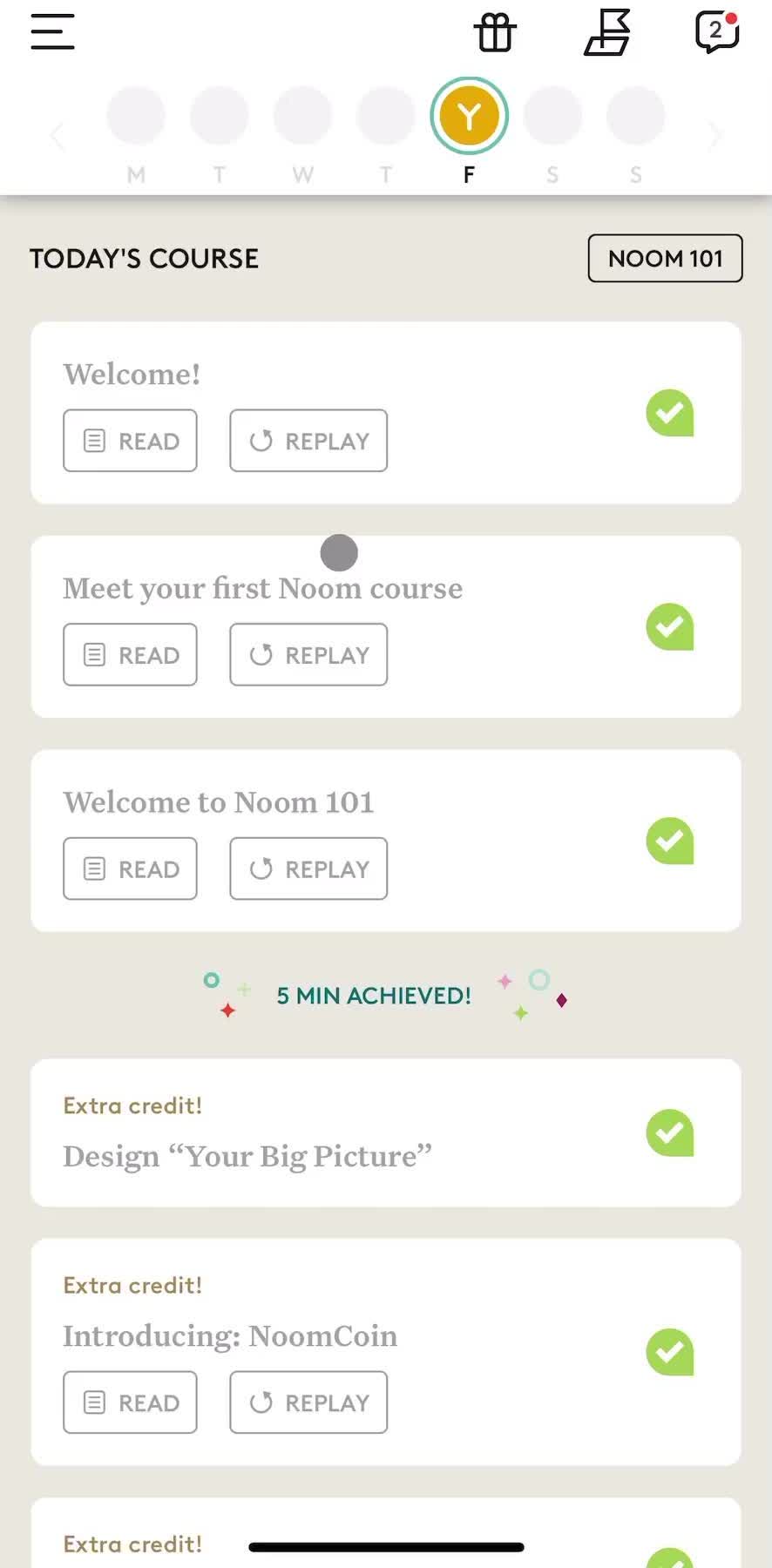 Noom Home screen in the Saving flow