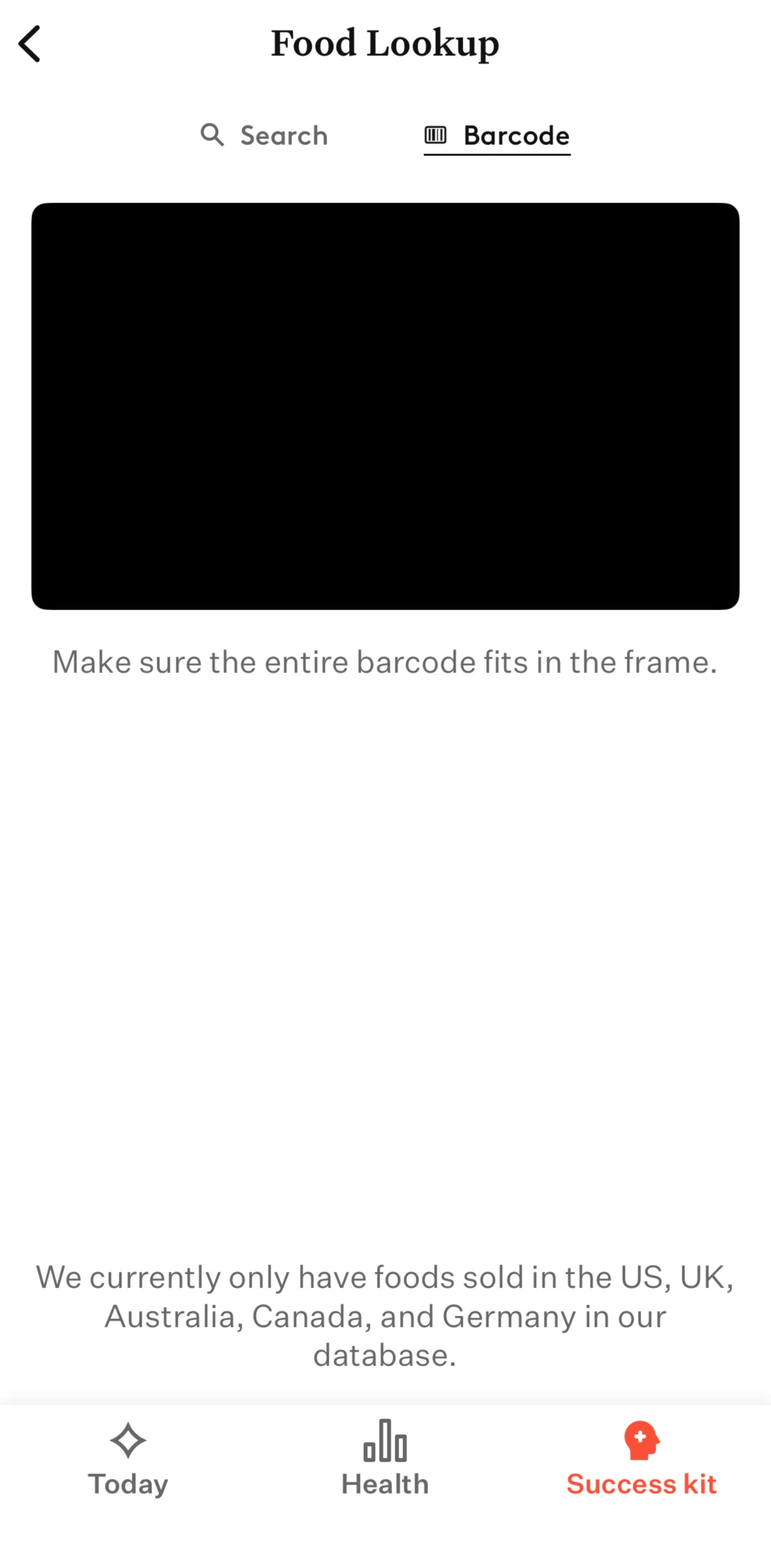 Noom Screen screen in the Scanning a barcode (food lookup) flow