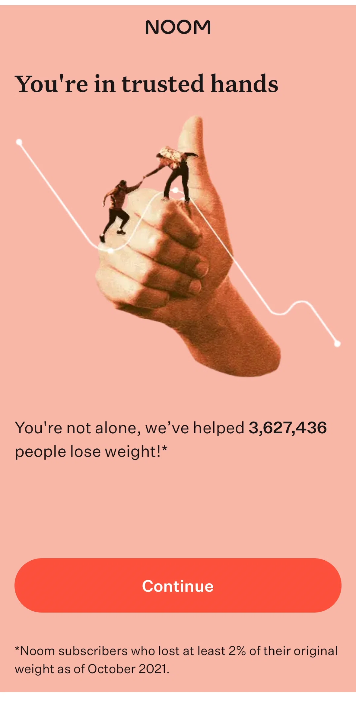 Noom Screen screen in the Setting up weight loss goals flow