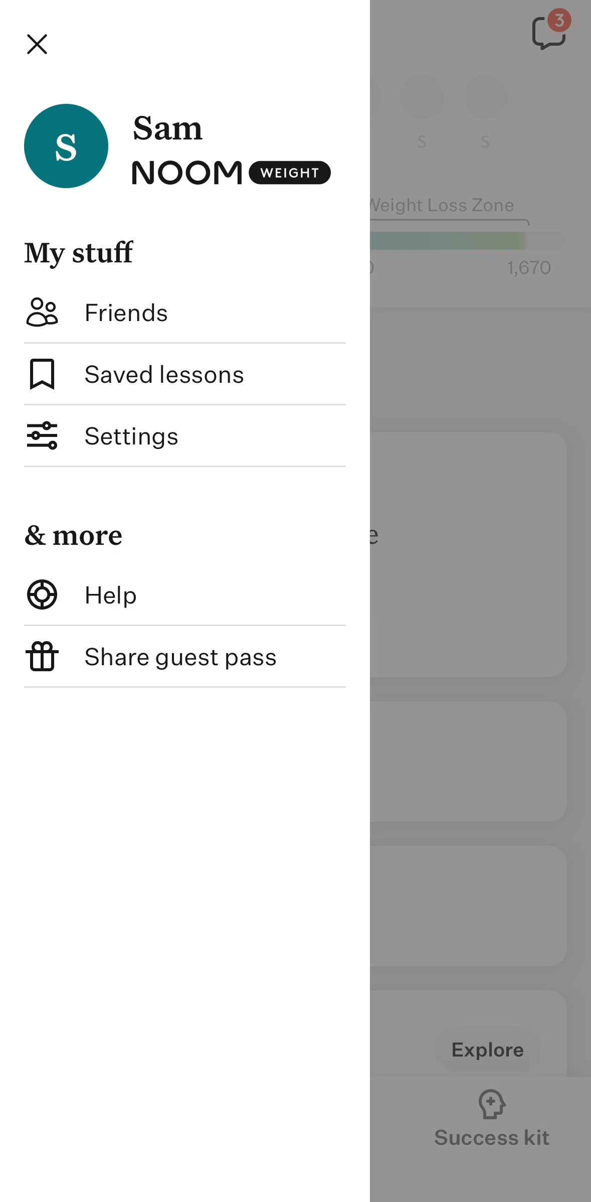 Noom Screen screen in the Share a guest pass flow