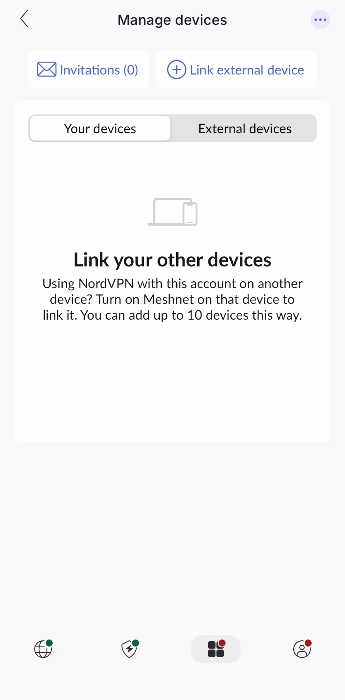 NordVPN Screen screen in the Invitations flow