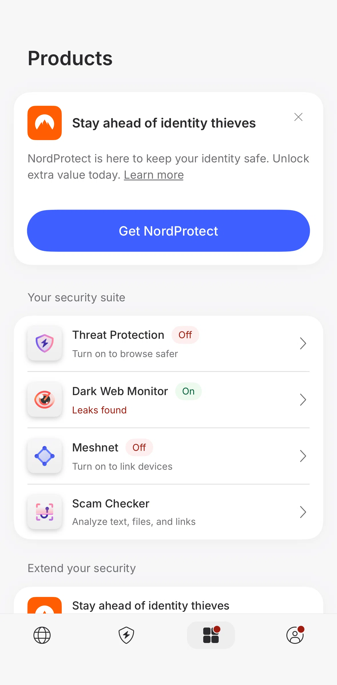 NordVPN Screen screen in the Turning on Meshnet flow