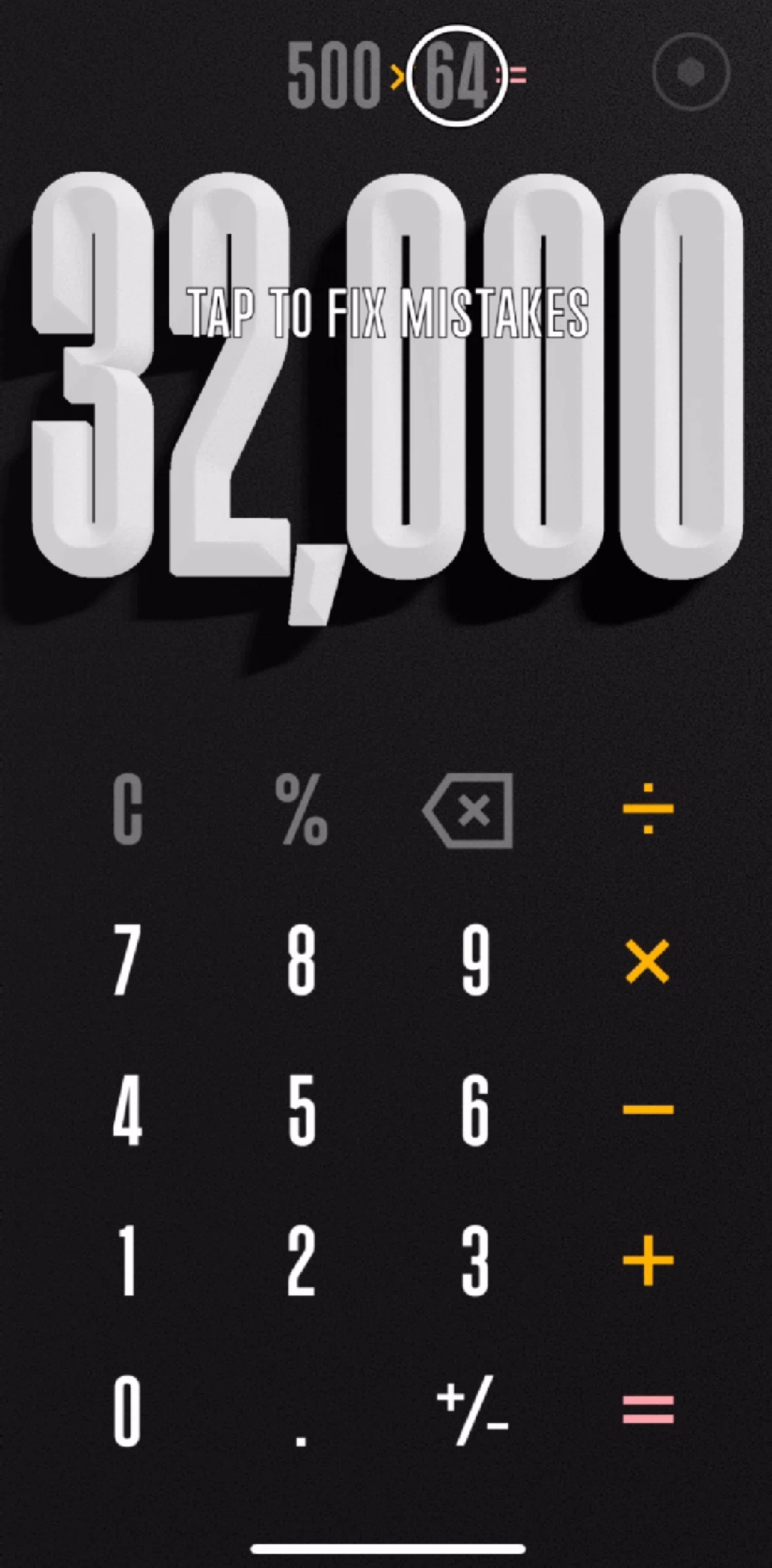 (Not Boring) Calculator Screen screen in the Editing numbers flow