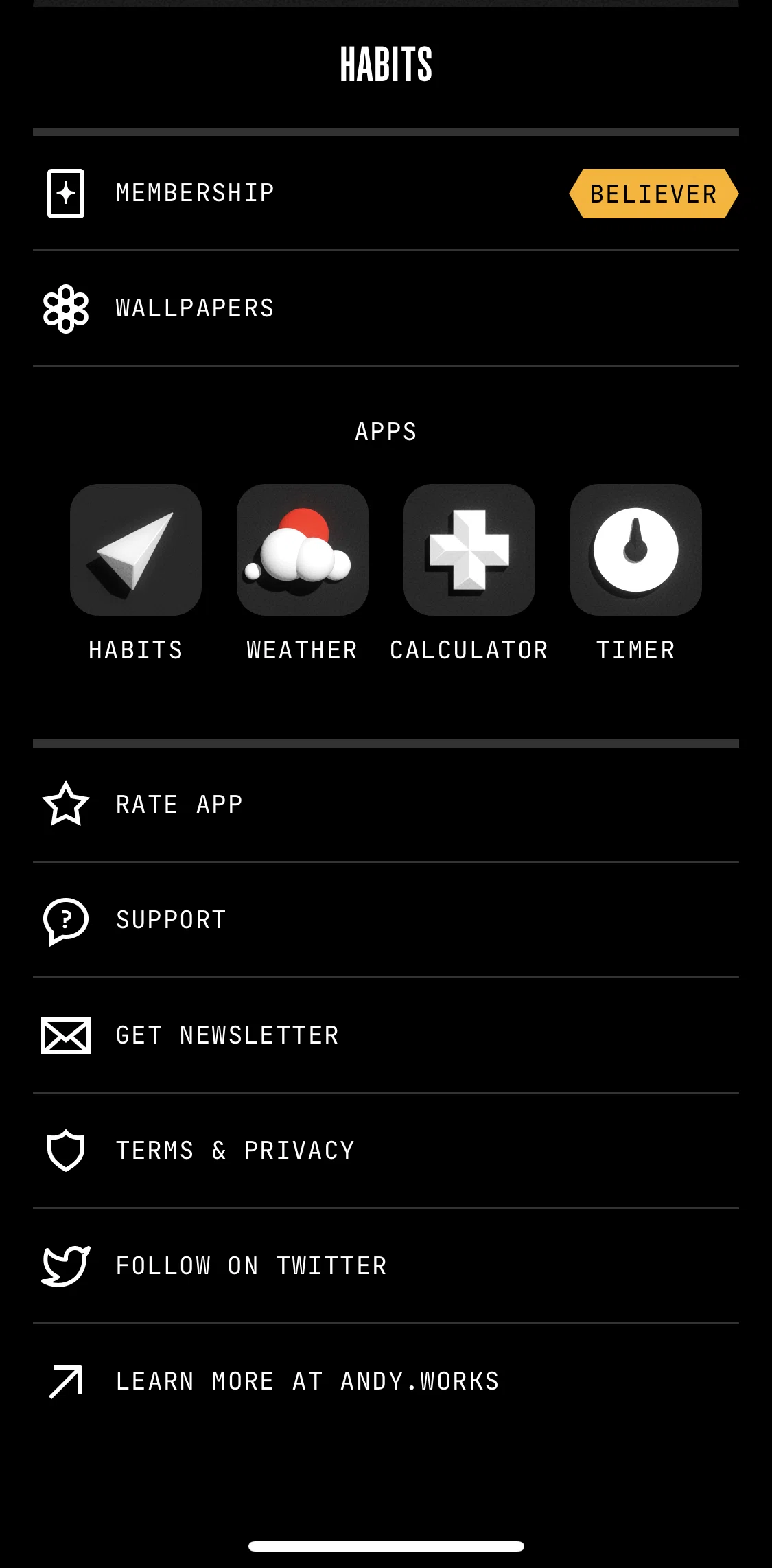 (Not Boring) Habits Screen screen in the Membership detail flow