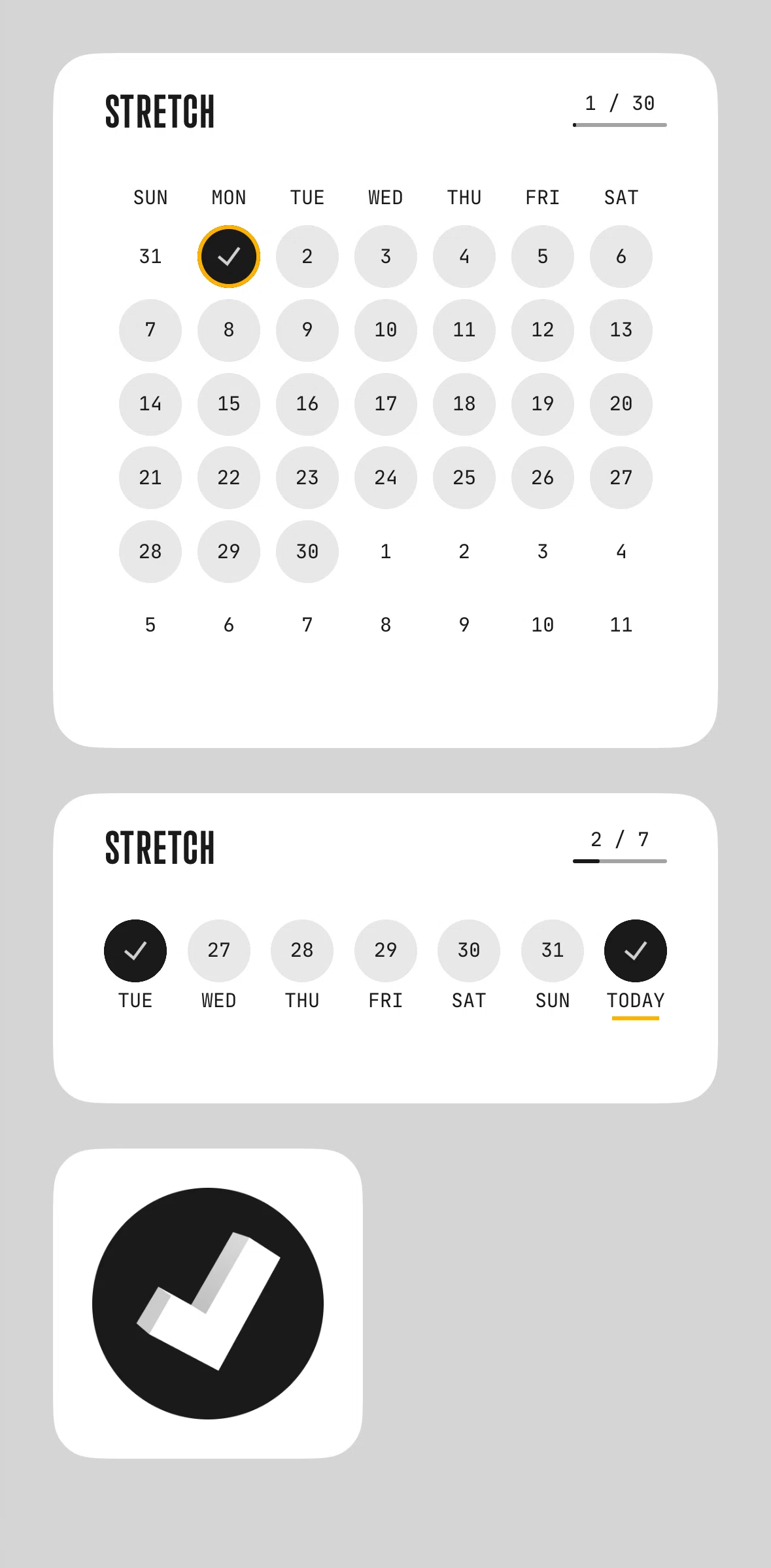 (Not Boring) Habits Screen screen in the Widgets flow
