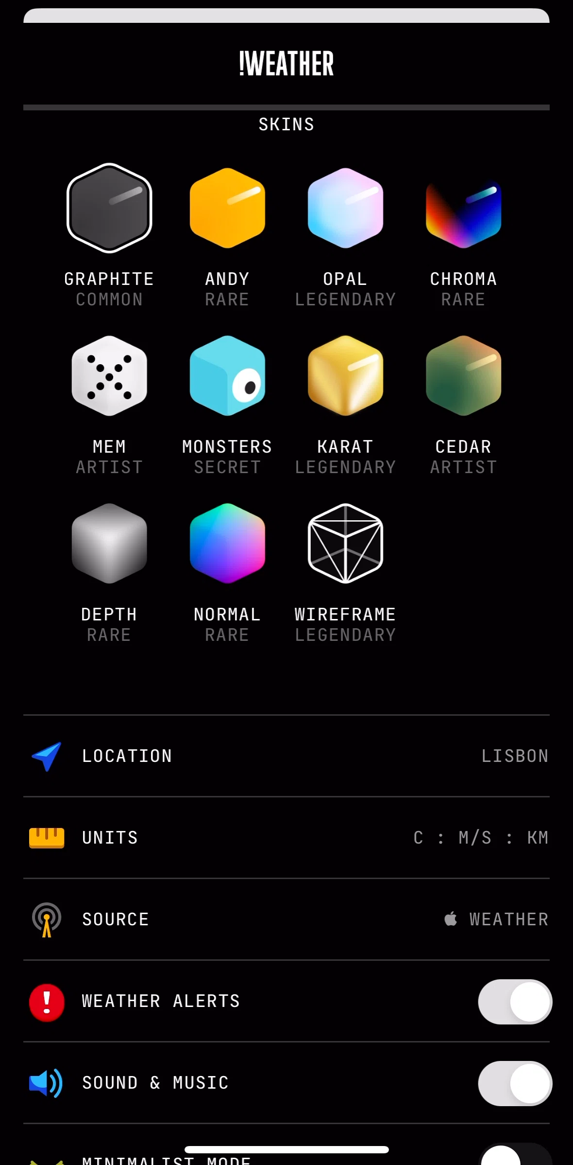 (Not Boring) Weather Screen screen in the Changing skin flow