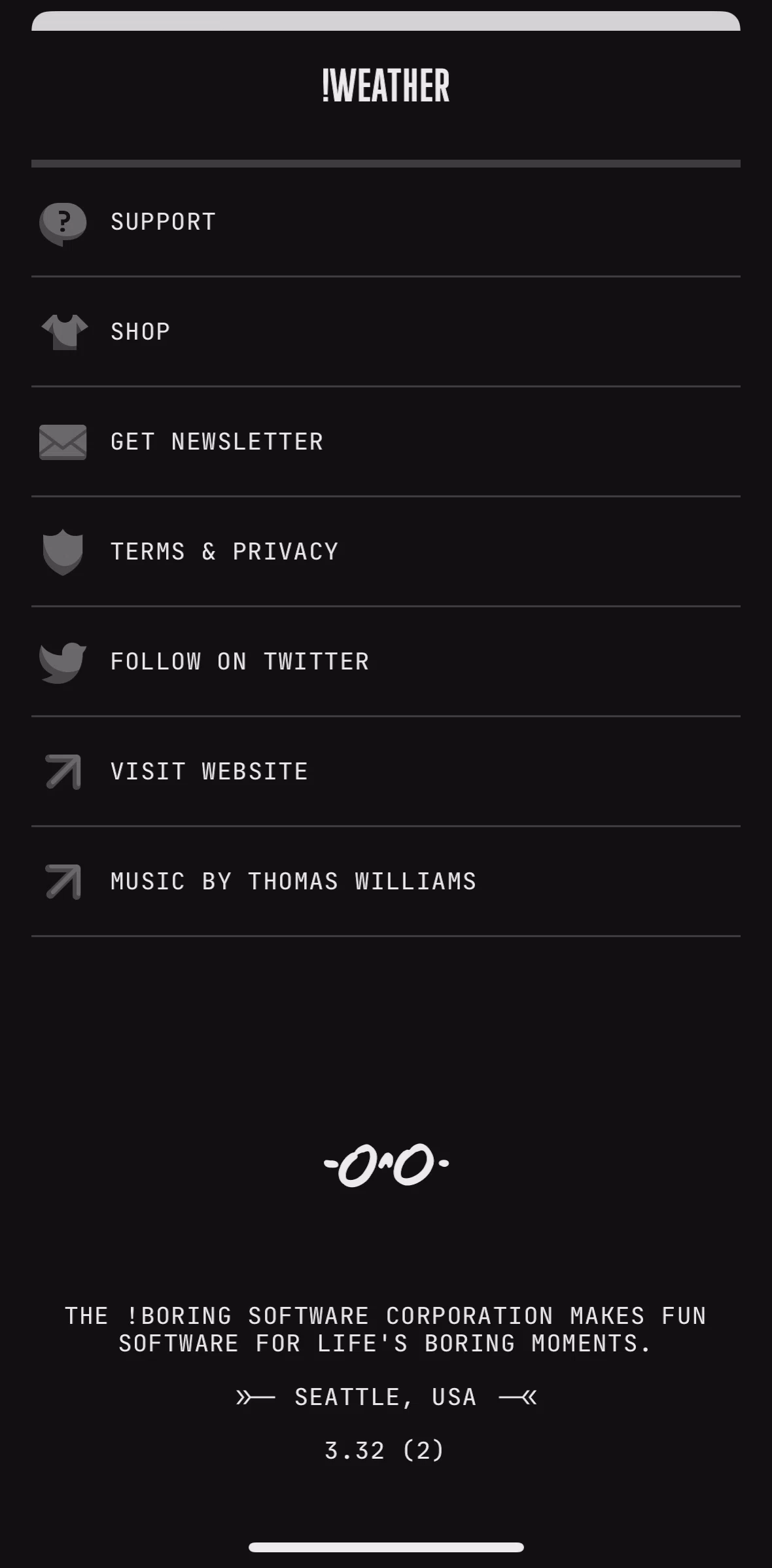 (Not Boring) Weather Screen screen in the Support flow