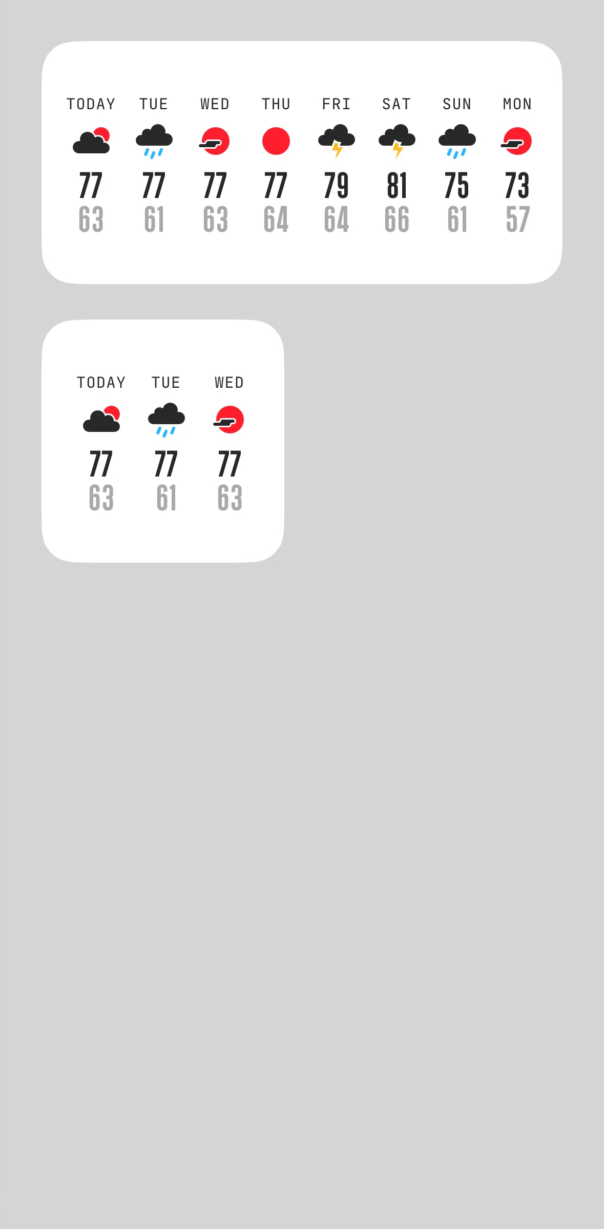 (Not Boring) Weather Screen screen in the Widgets flow
