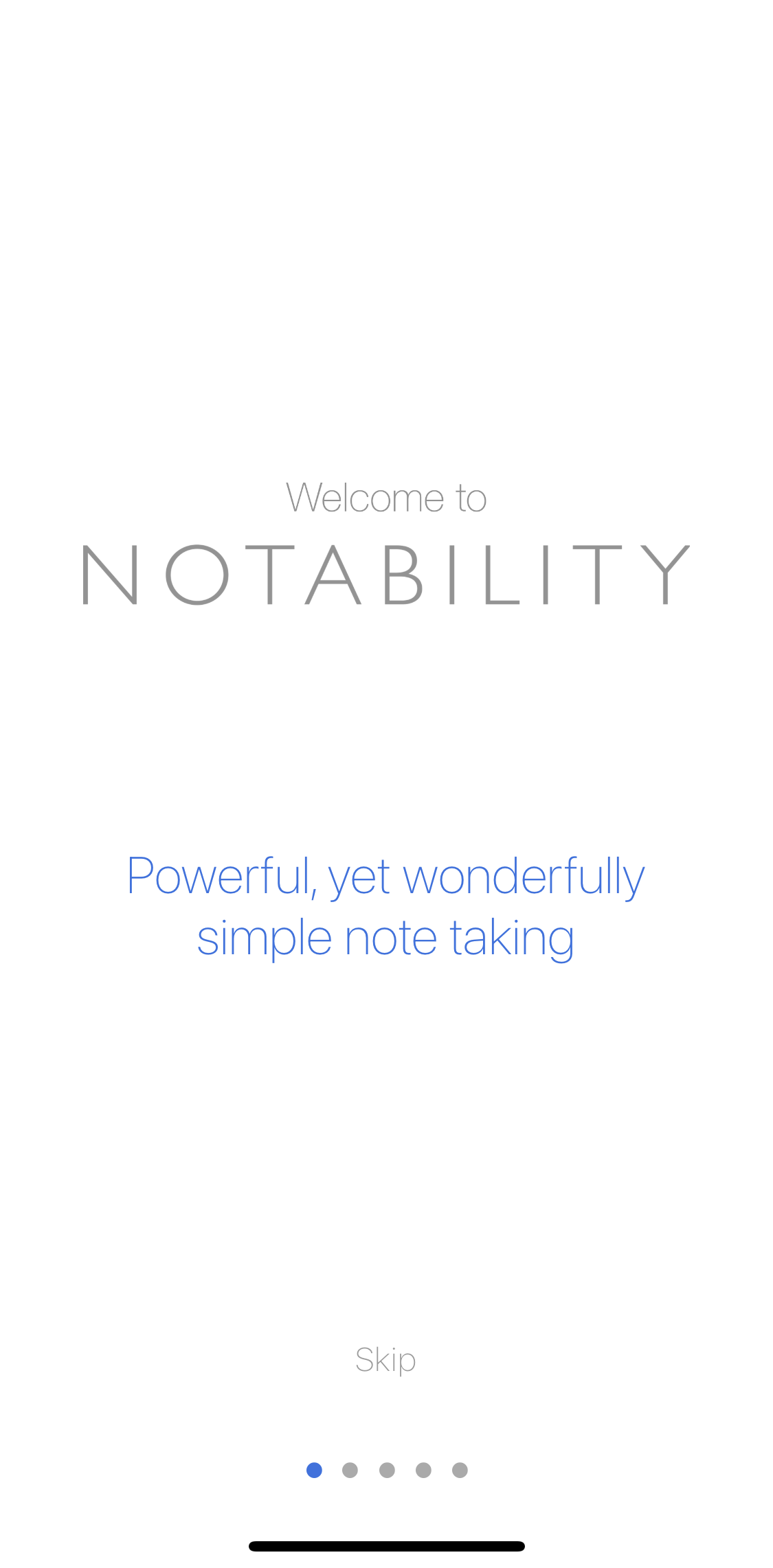 Notability Welcome slides screen in the General Browsing flow