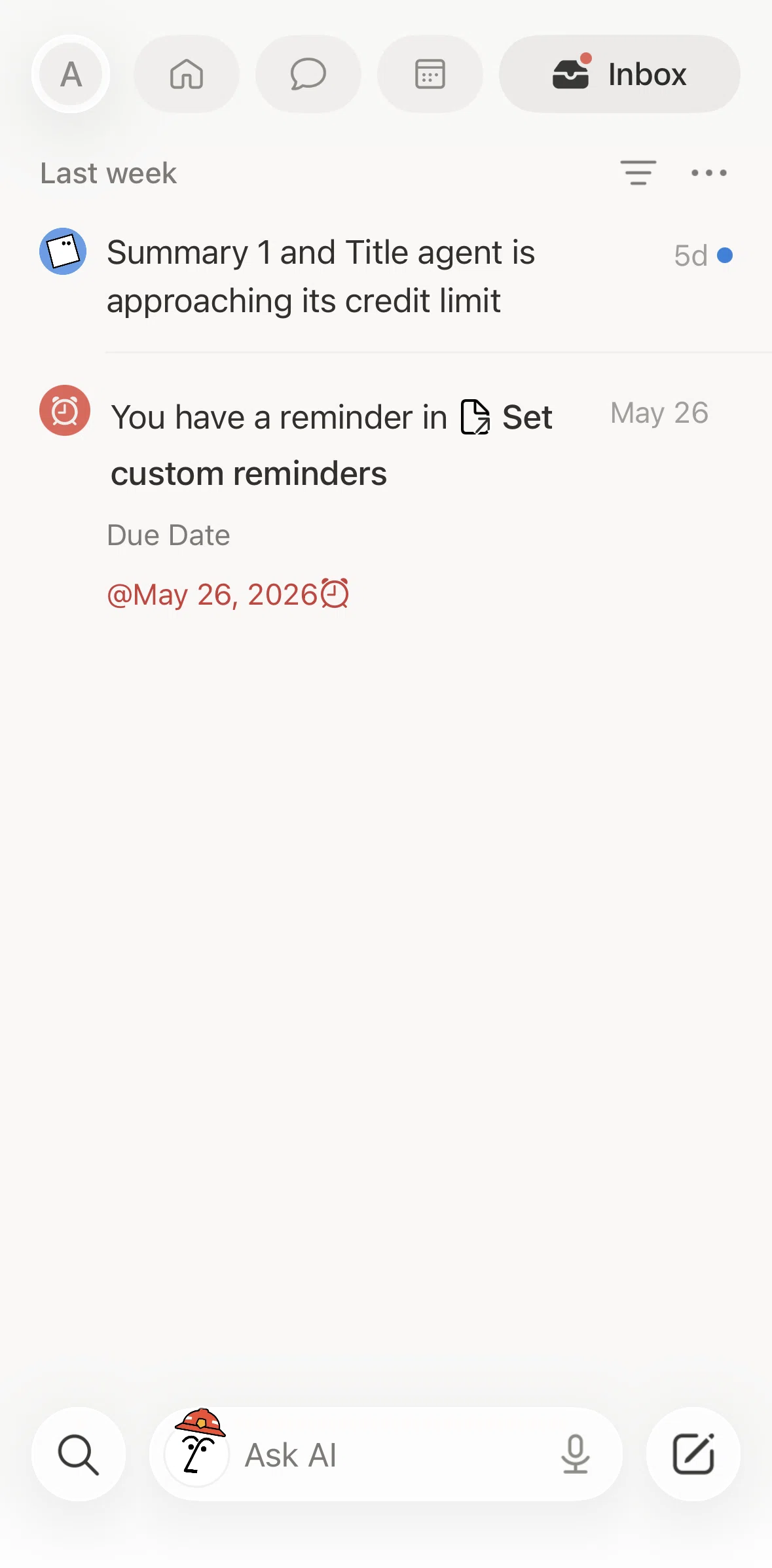 Notion Screen screen in the Archiving a notification flow