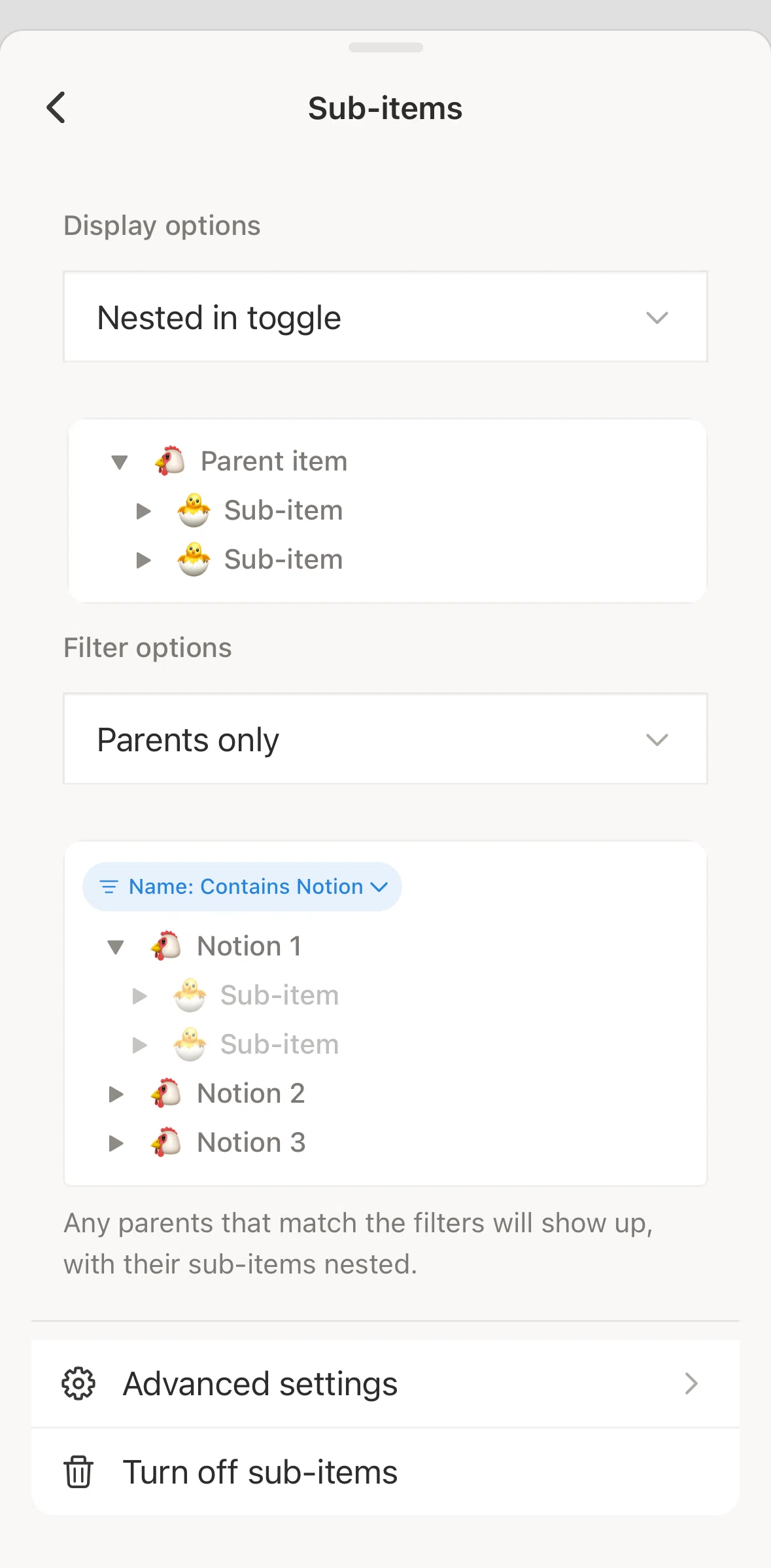 Notion Screen screen in the Changing a property flow