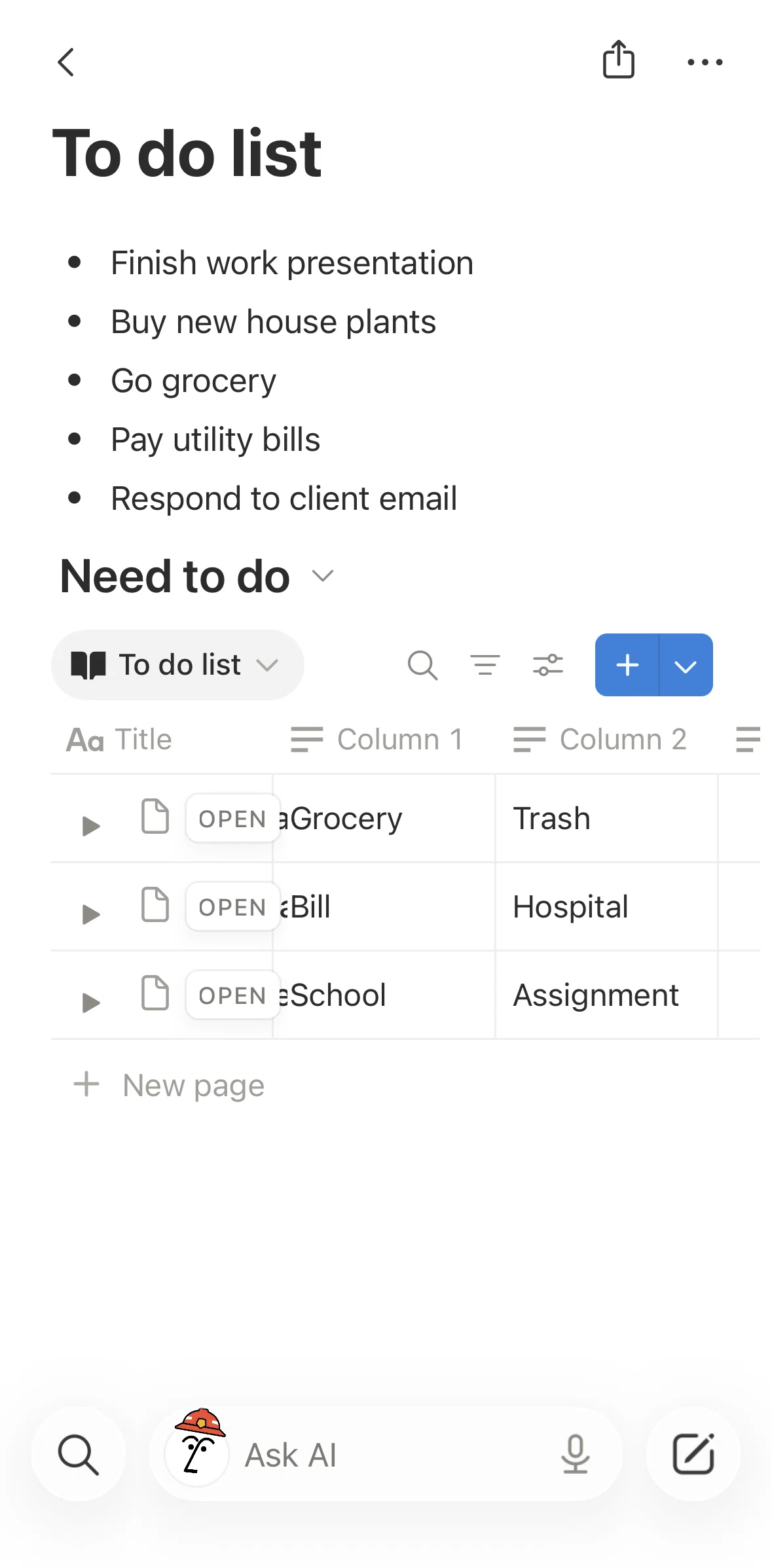 Notion Screen screen in the Changing database view flow