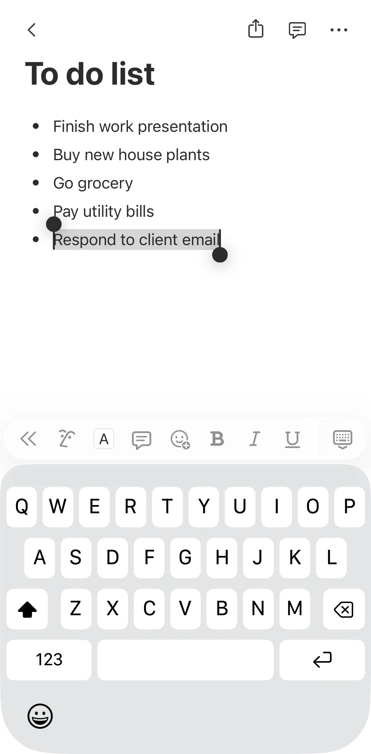 Notion Screen screen in the Changing text background color flow
