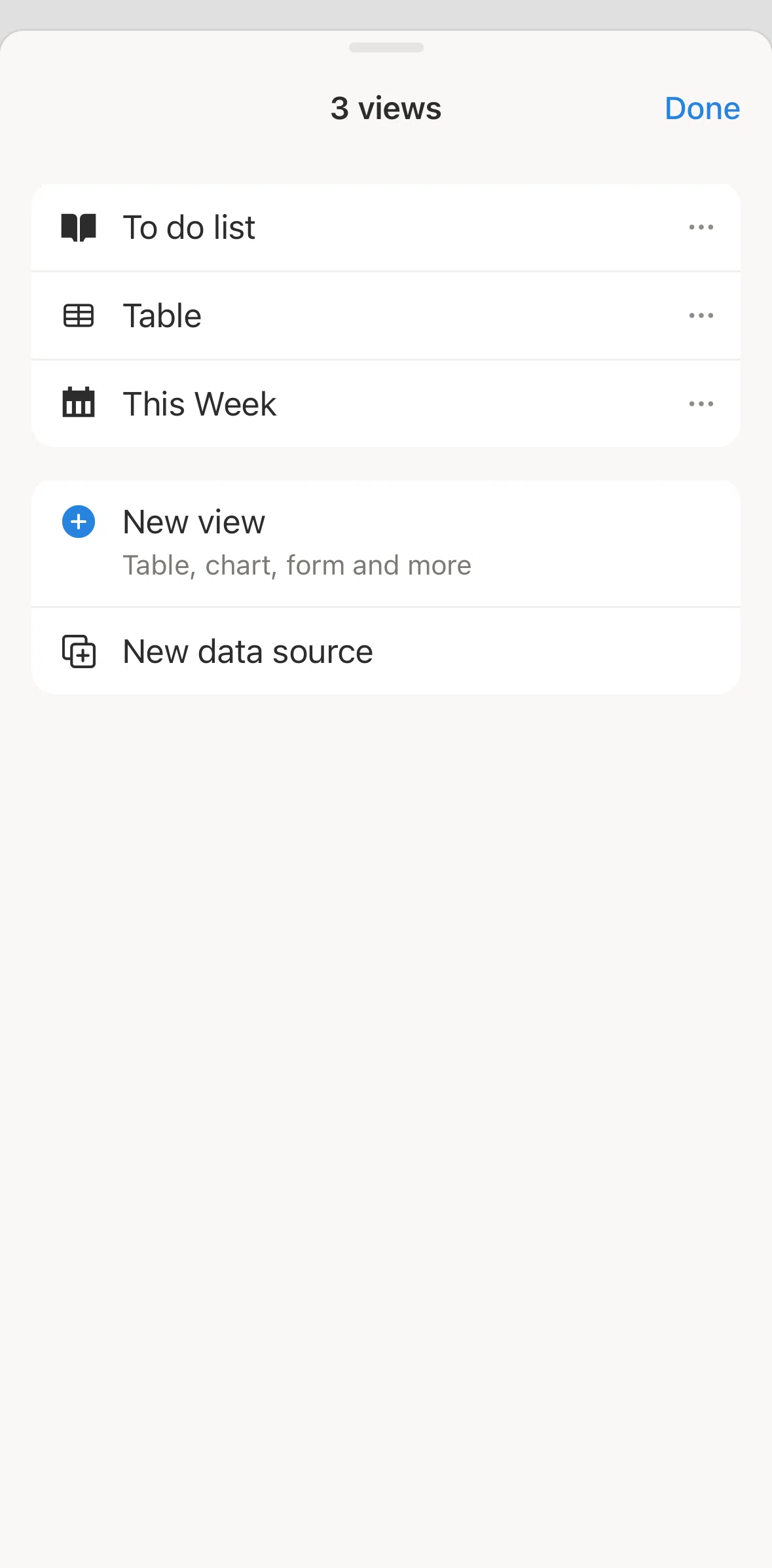 Notion Screen screen in the Deleting a view flow