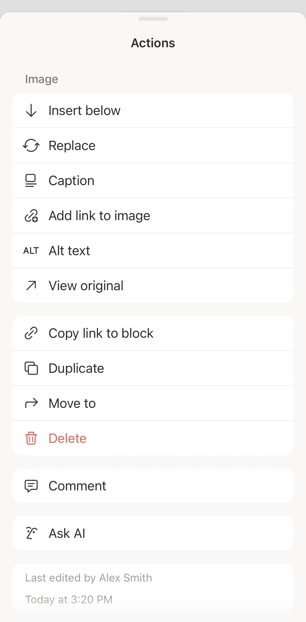 Notion Screen screen in the Duplicating an image flow