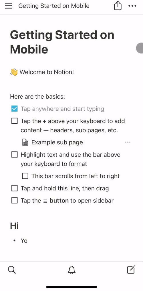 Notion Document editor screen in the General Browsing flow