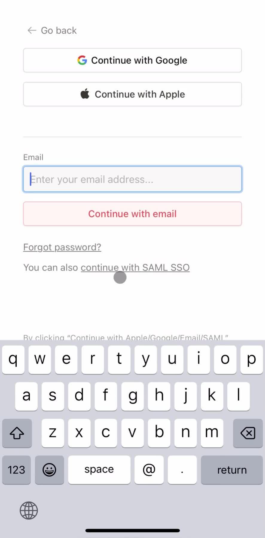 Notion Sign up with email screen in the Onboarding flow