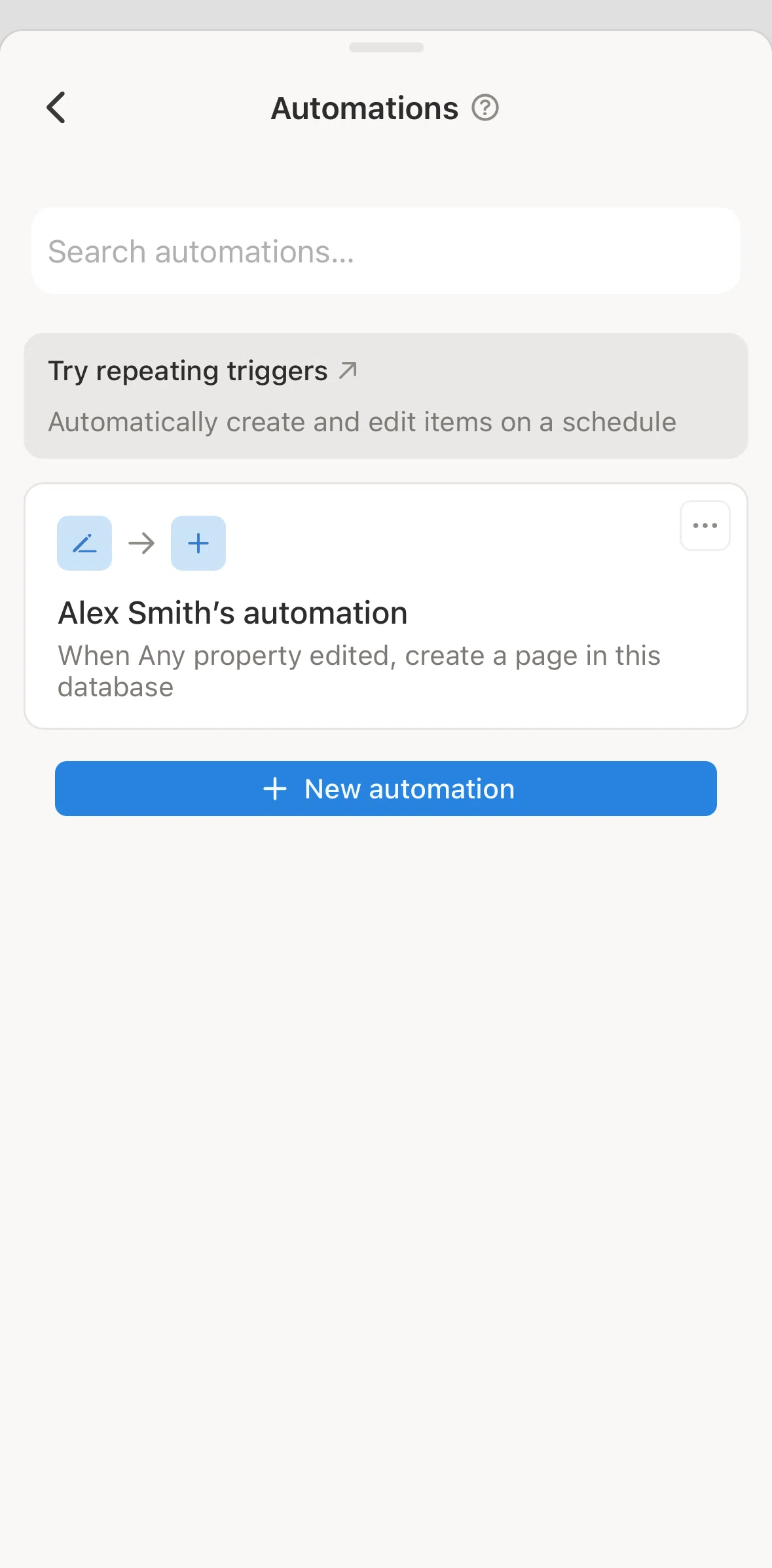 Notion Screen screen in the Pausing an automation flow