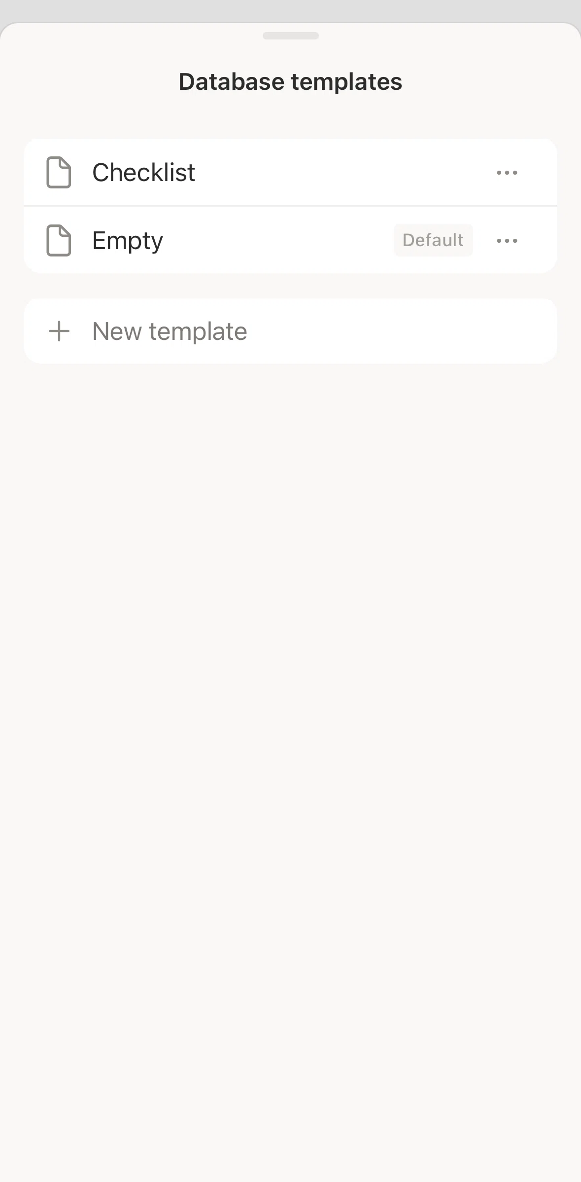 Notion Screen screen in the Scheduling a repeating database templates flow