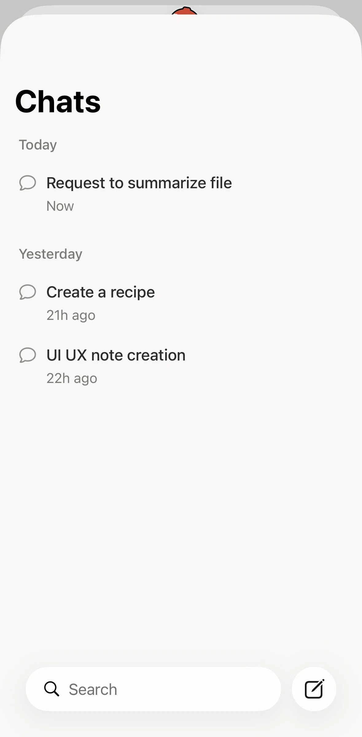 Notion Screen screen in the Searching chats flow