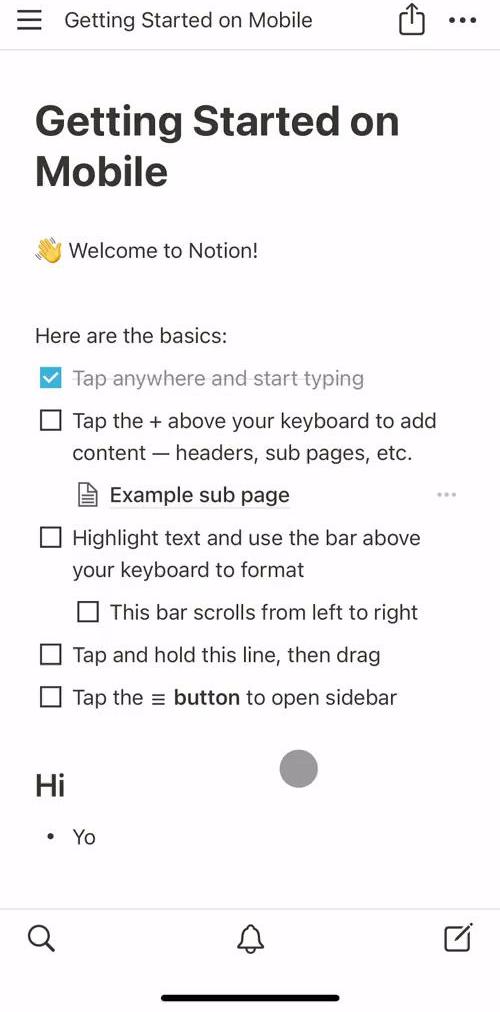 Notion Document editor screen in the Sharing flow
