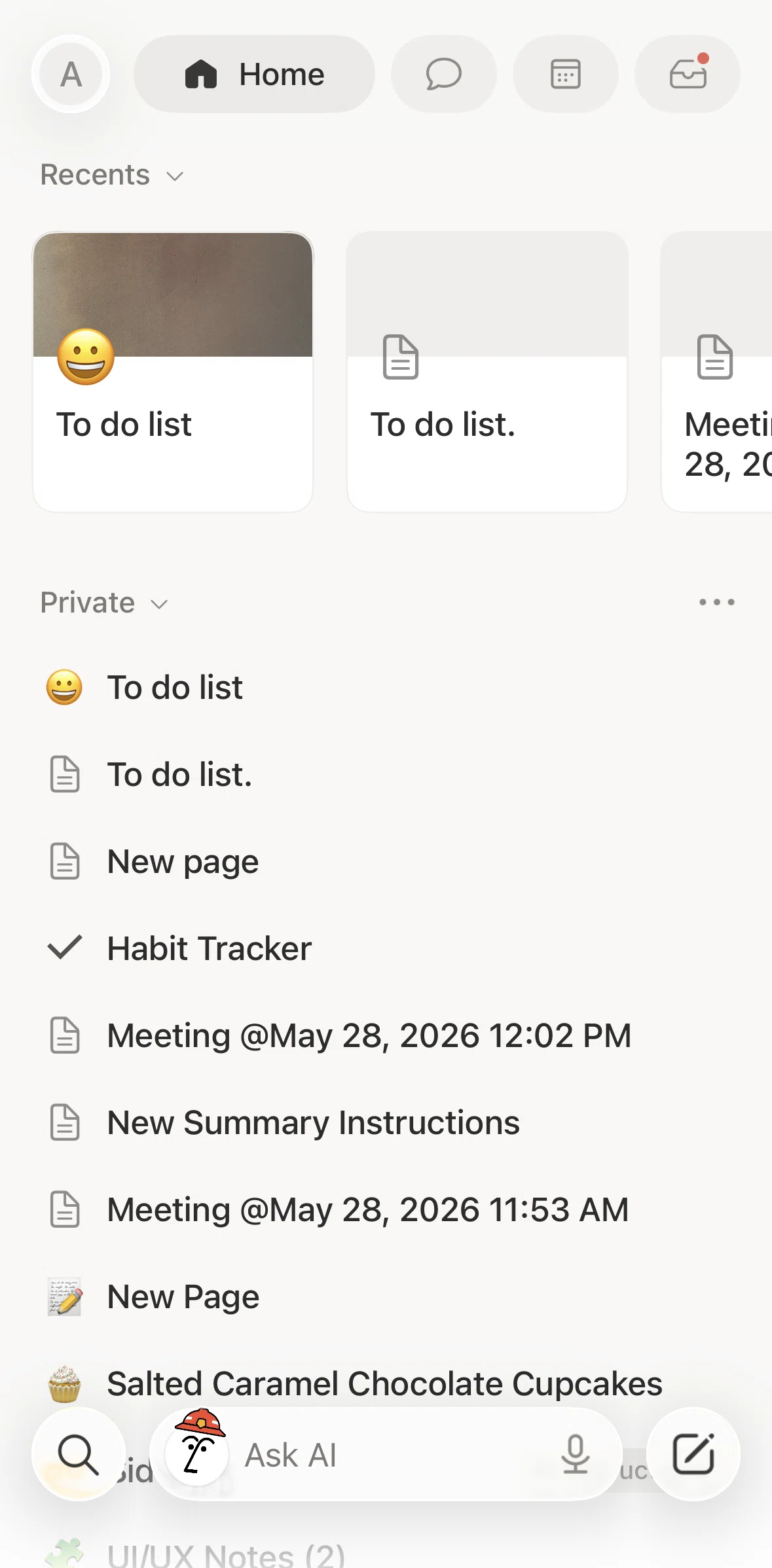Notion Screen screen in the Sorting pages flow