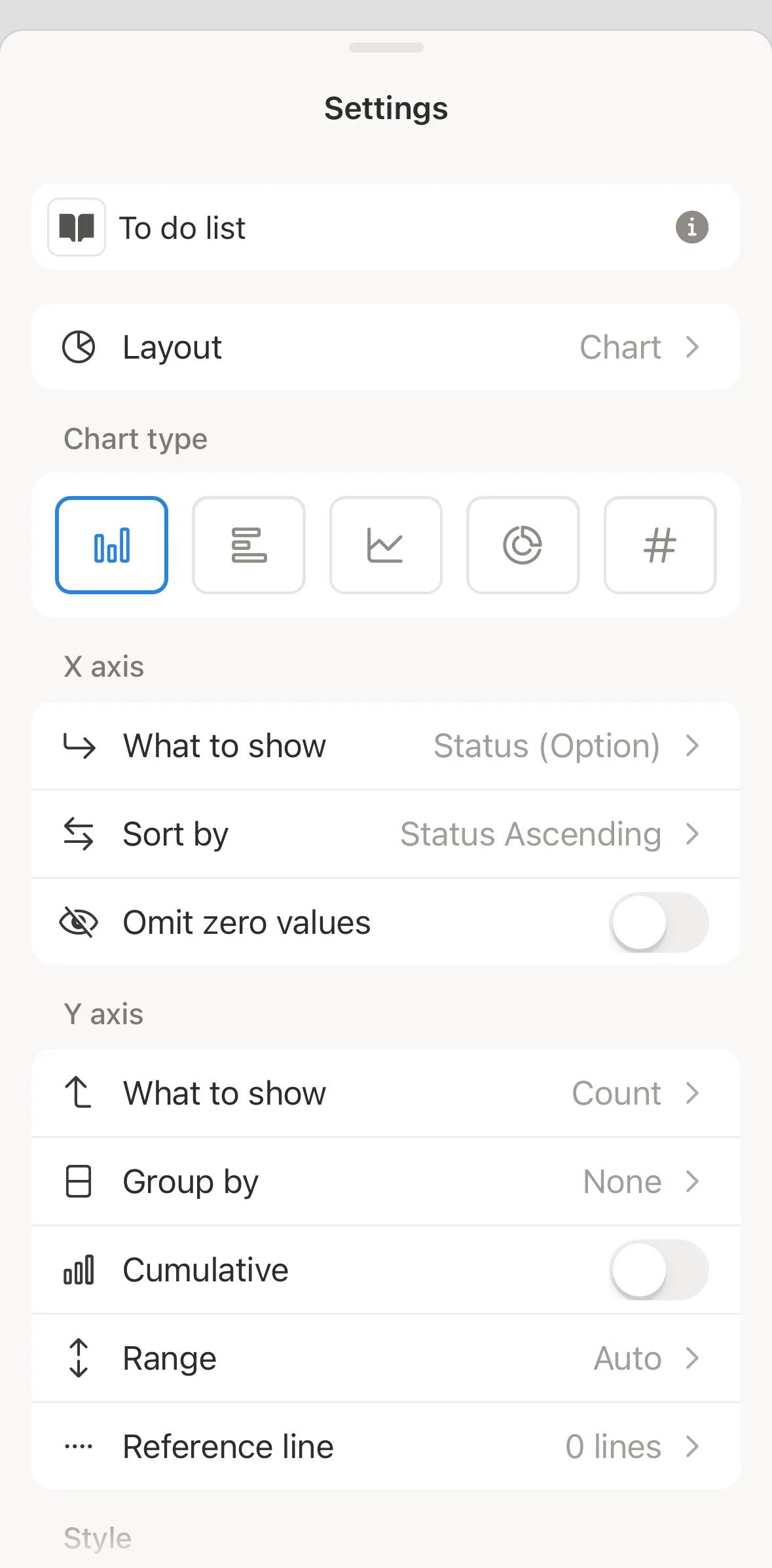Notion Screen screen in the Switching to donut chart flow