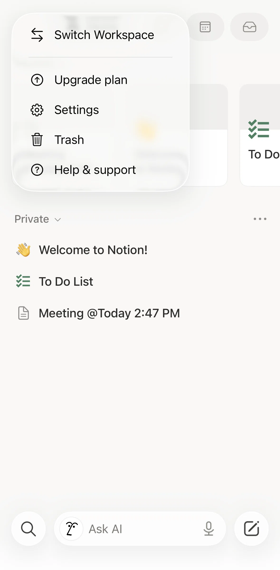 Notion Screen screen in the Upgrading to Notion Plus & AI flow