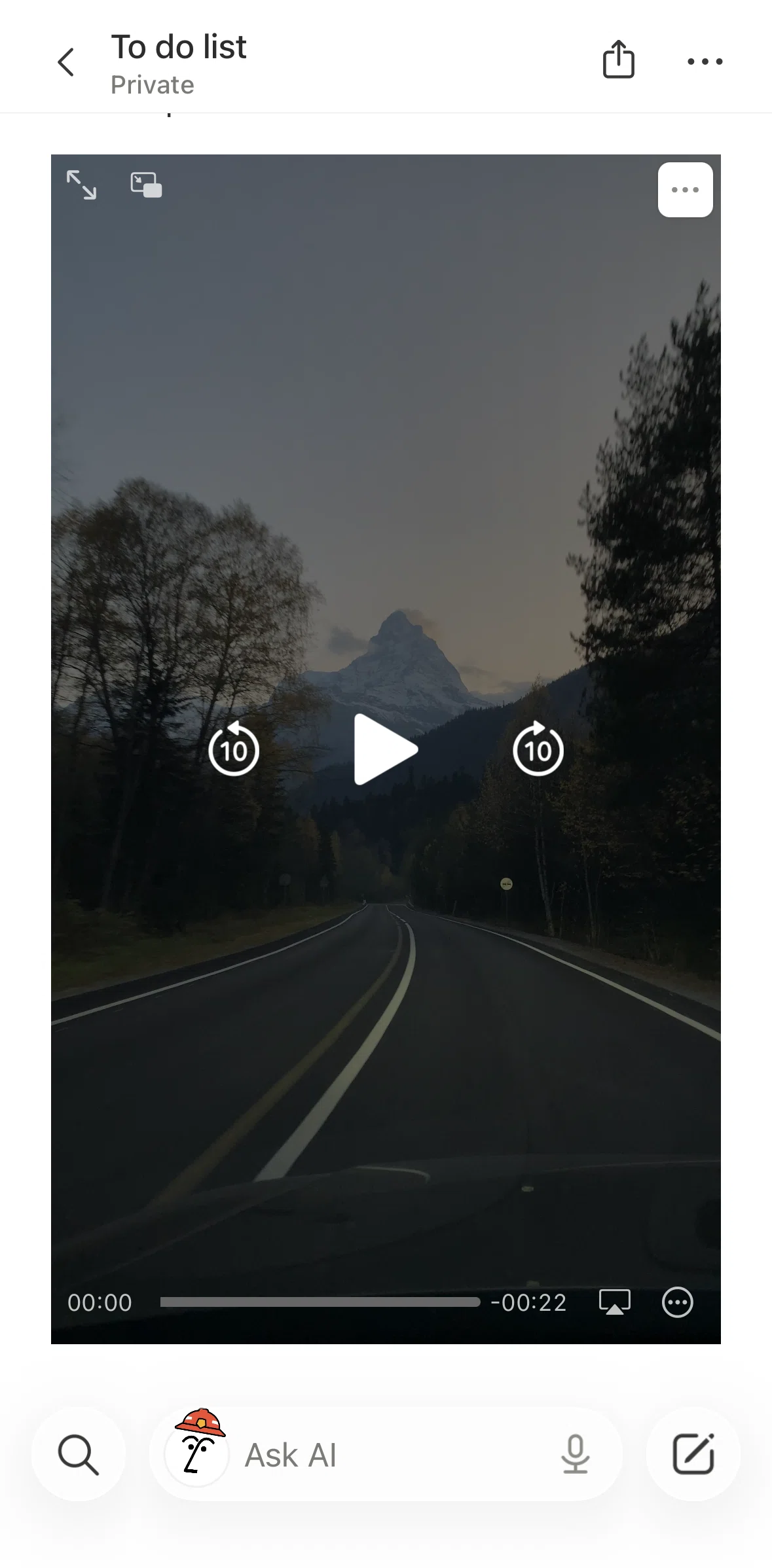 Notion Screen screen in the Watching a video flow