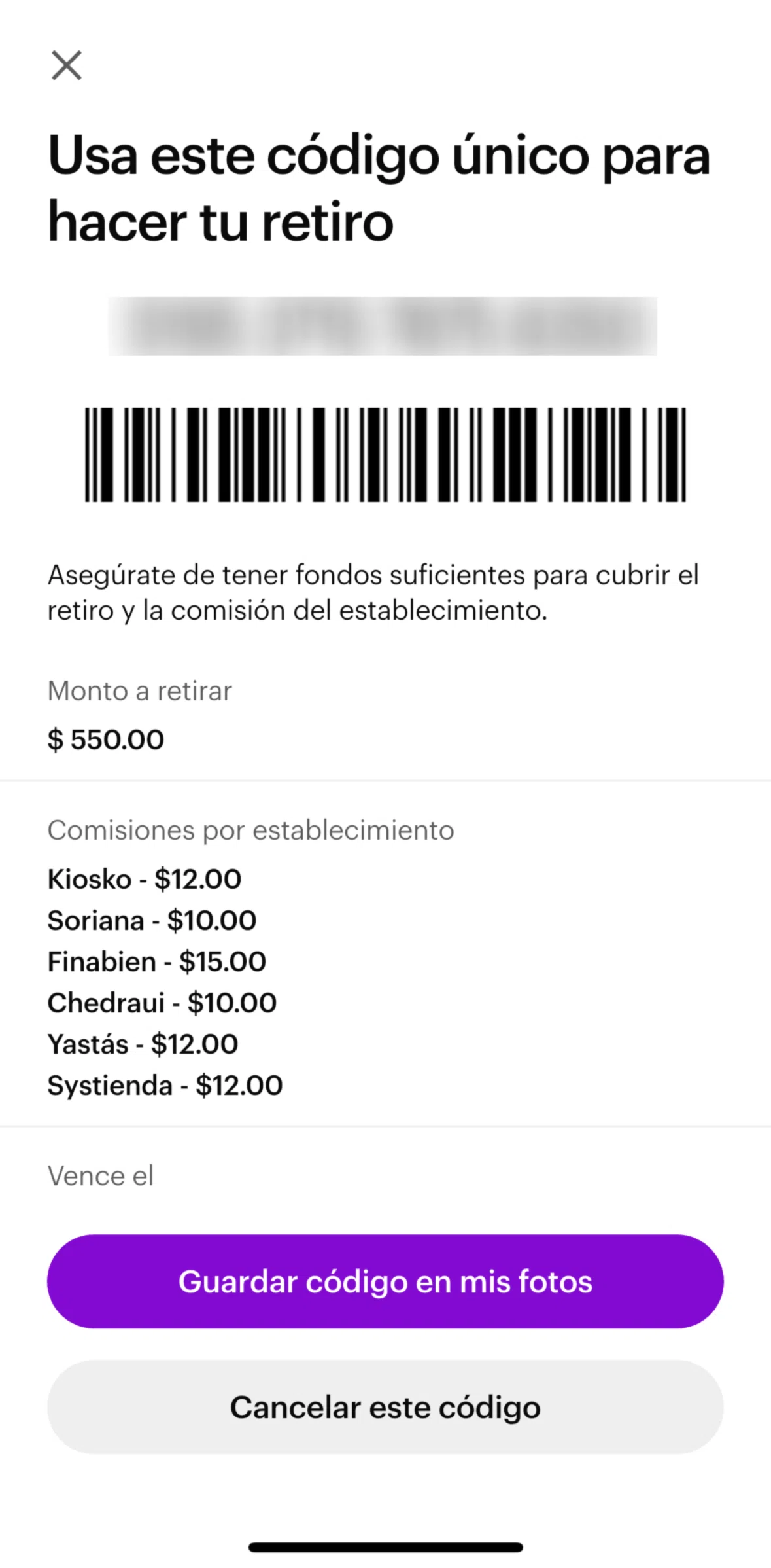 Nu Screen screen in the Cancel a withdrawal flow