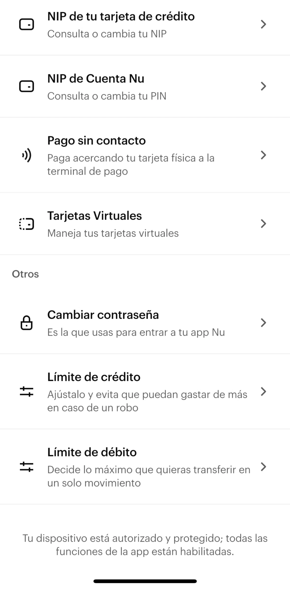 Nu Screen screen in the Change debit limit flow