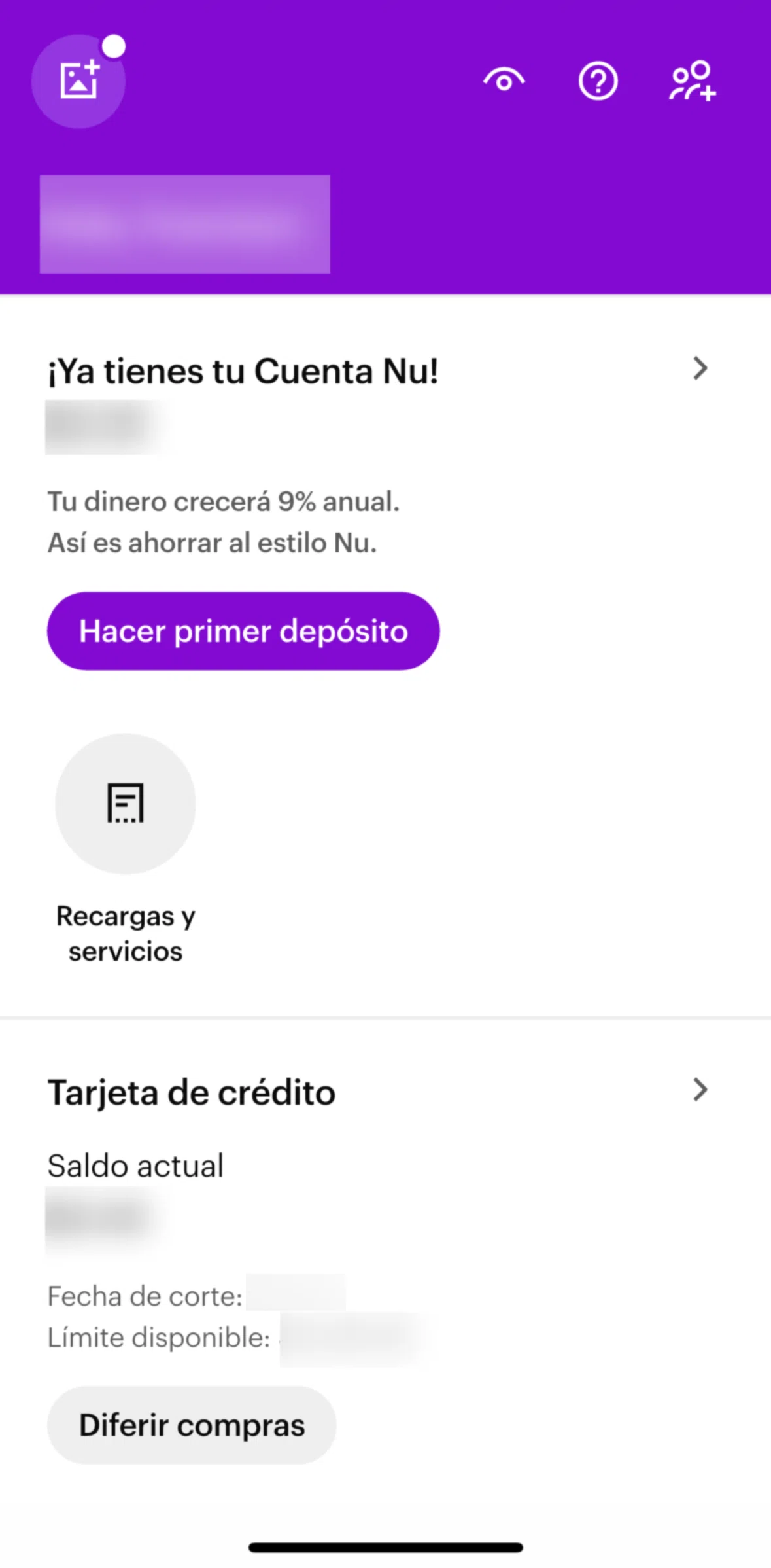 Nu Screen screen in the Home flow