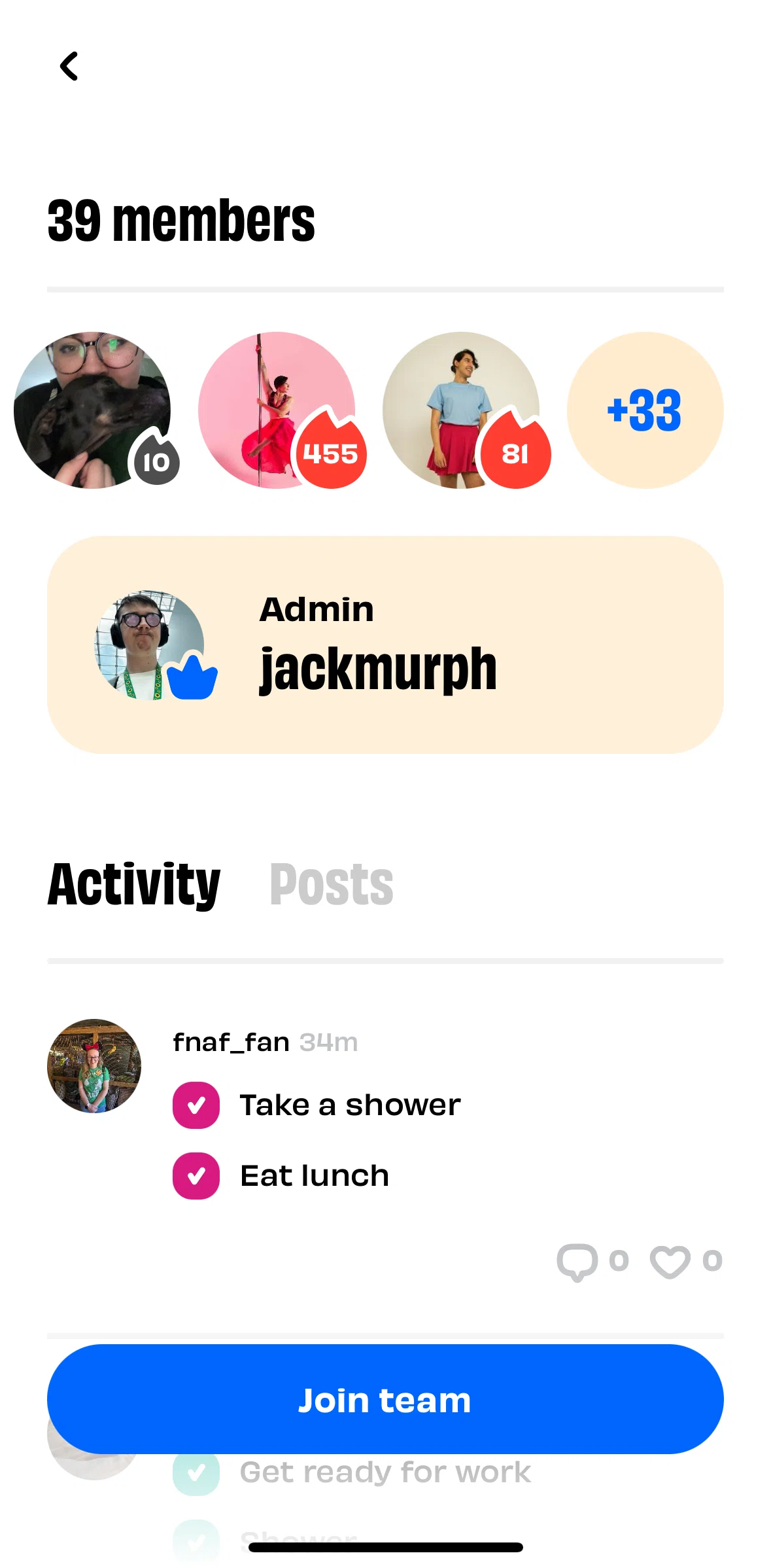 Numo Screen screen in the Activity flow