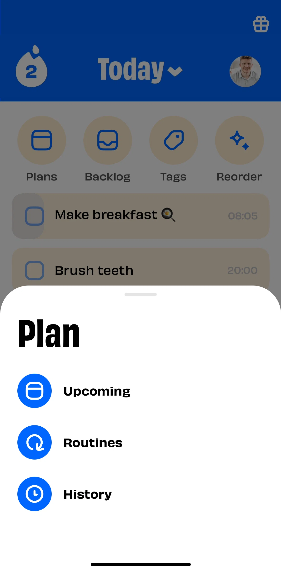 Numo Screen screen in the Daily routines flow