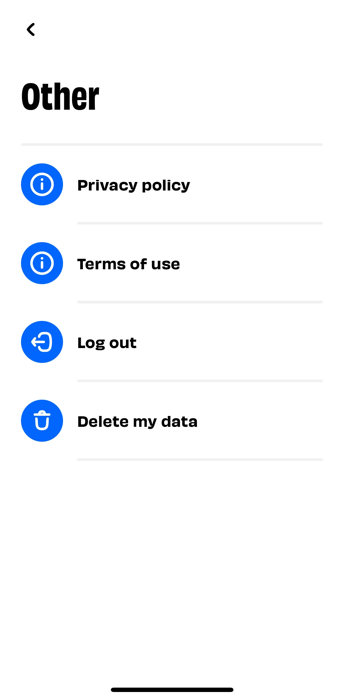Numo Screen screen in the Deleting an account flow