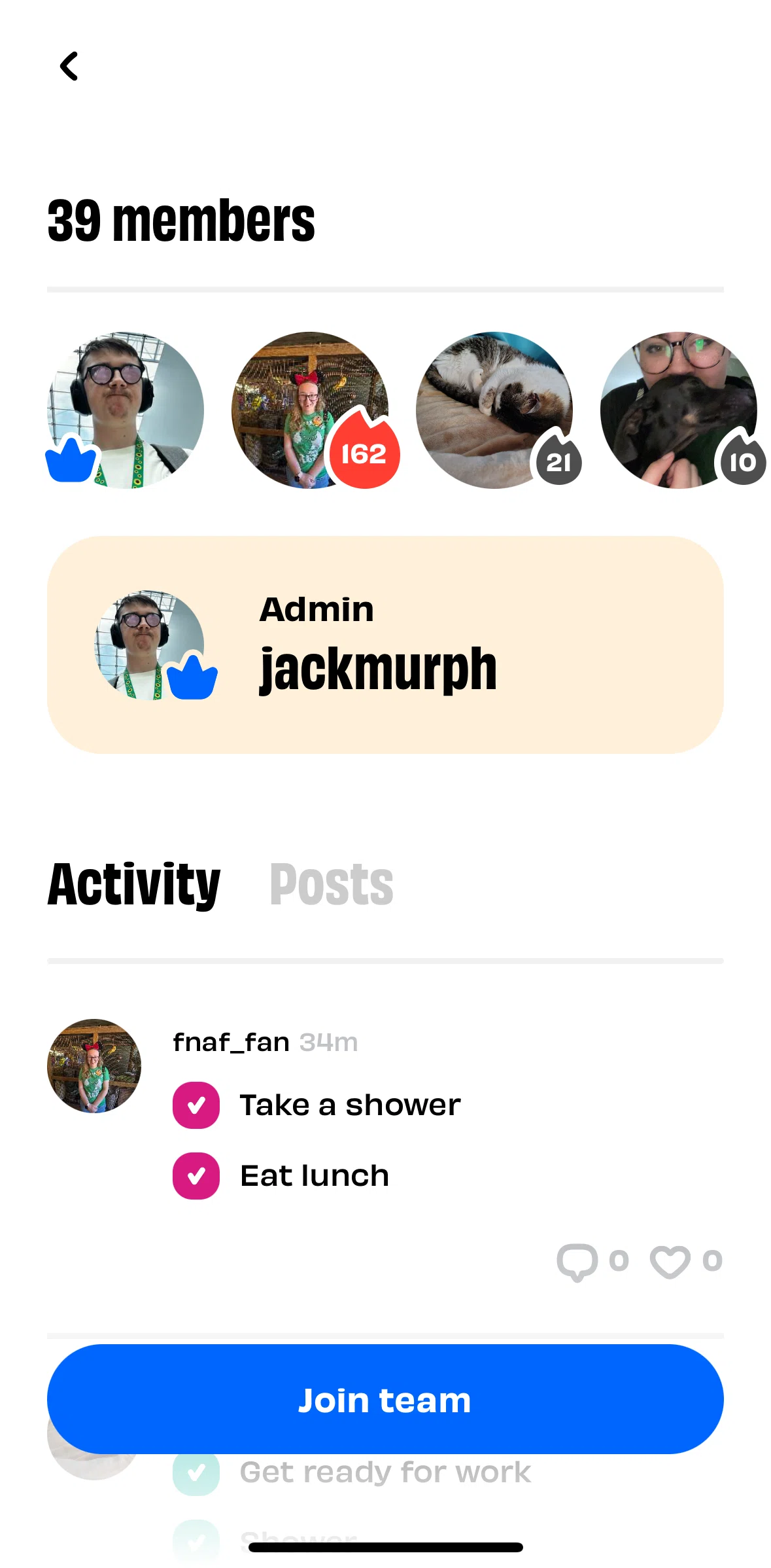 Numo Screen screen in the Posts flow