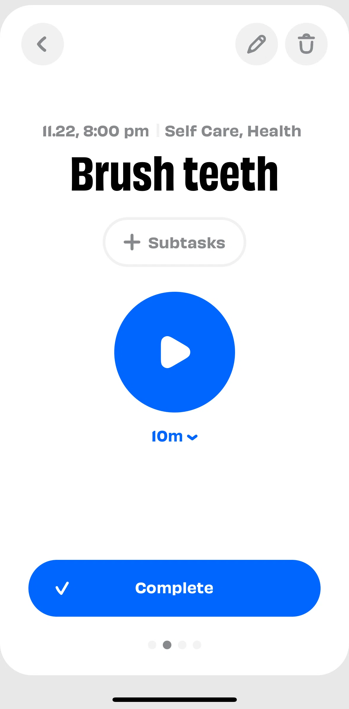 Numo Screen screen in the Skipping a task flow