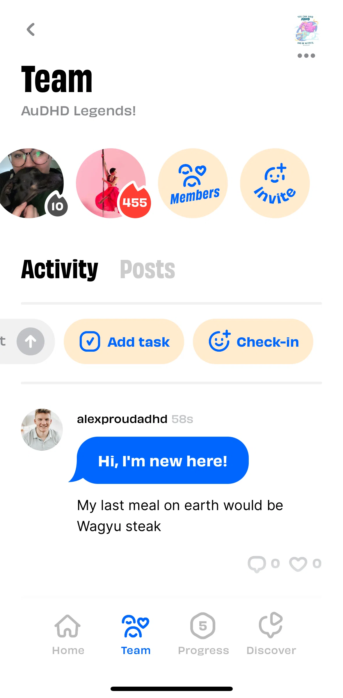 Numo Screen screen in the Team info flow