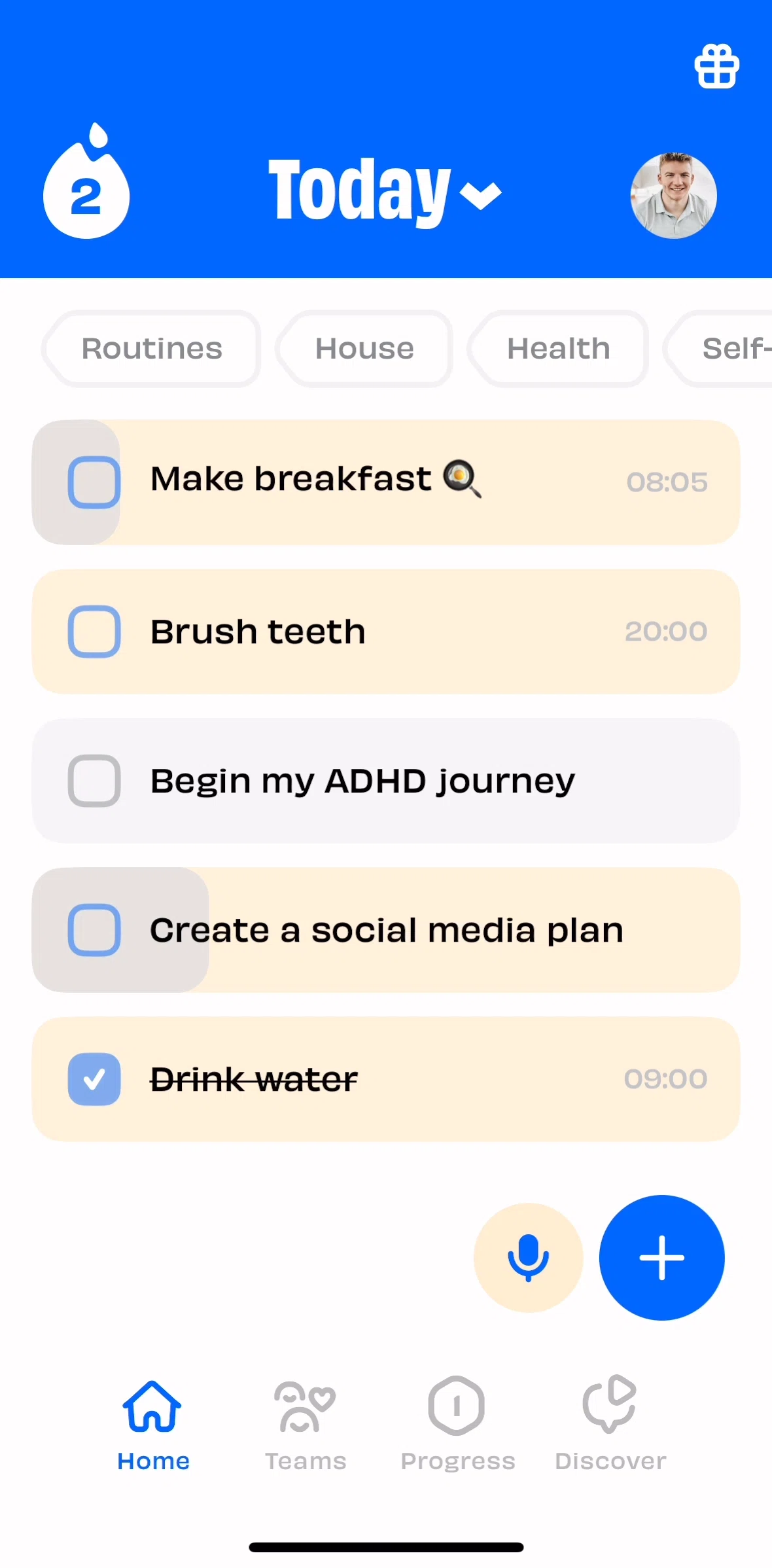 Numo Screen screen in the Today flow