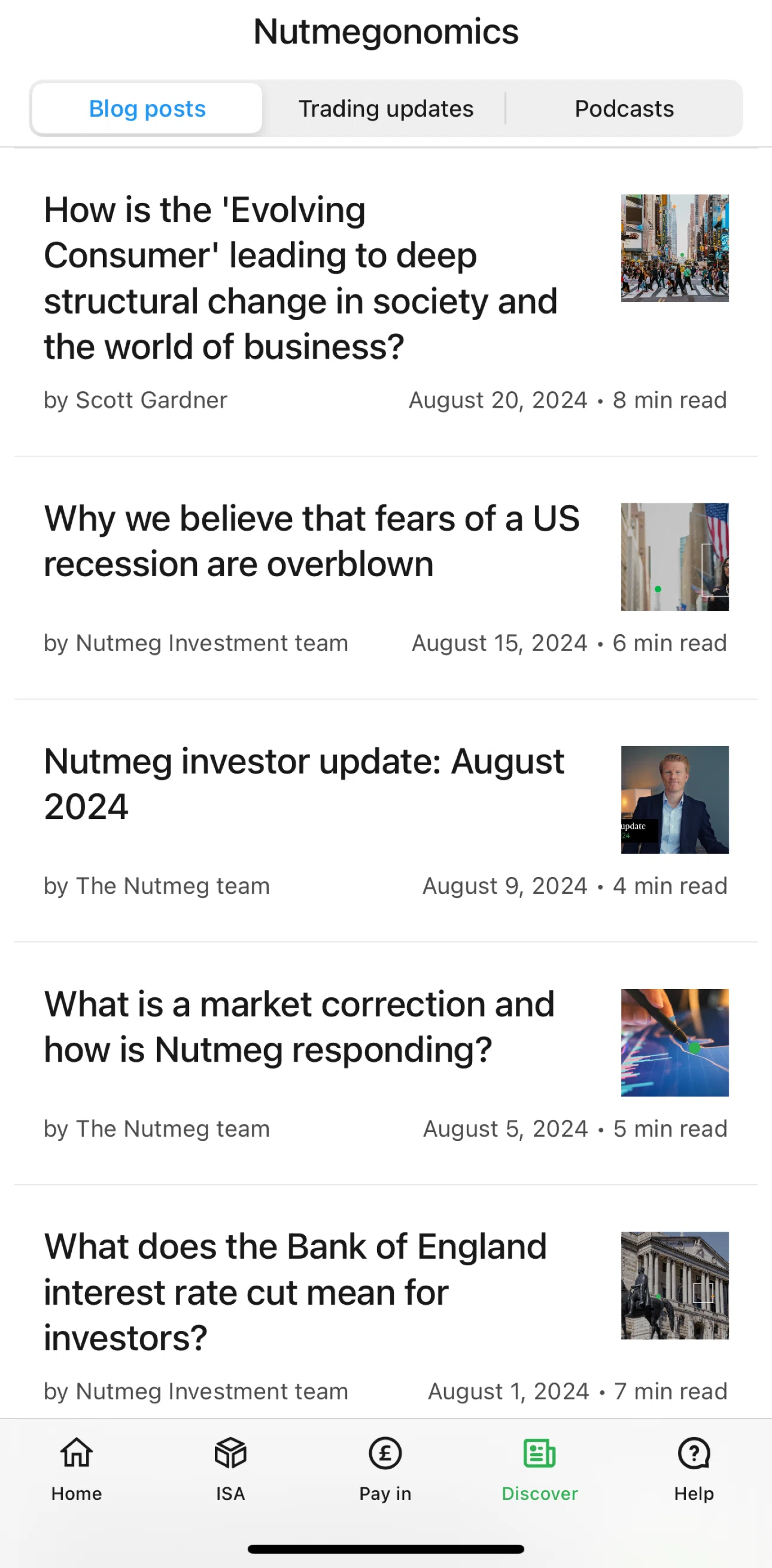 Nutmeg Screen screen in the Article detail flow