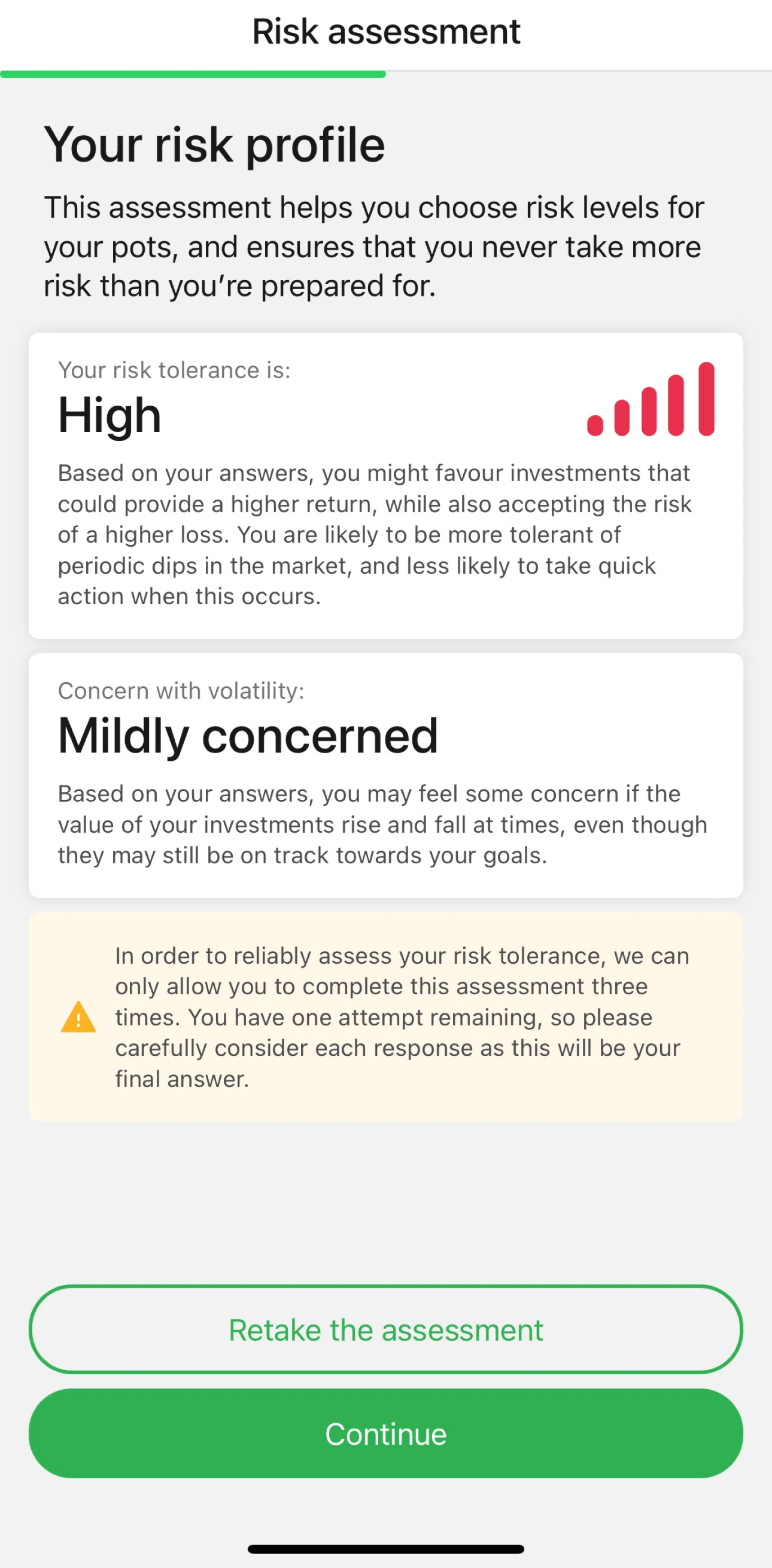 Nutmeg Screen screen in the Starting affordability check flow