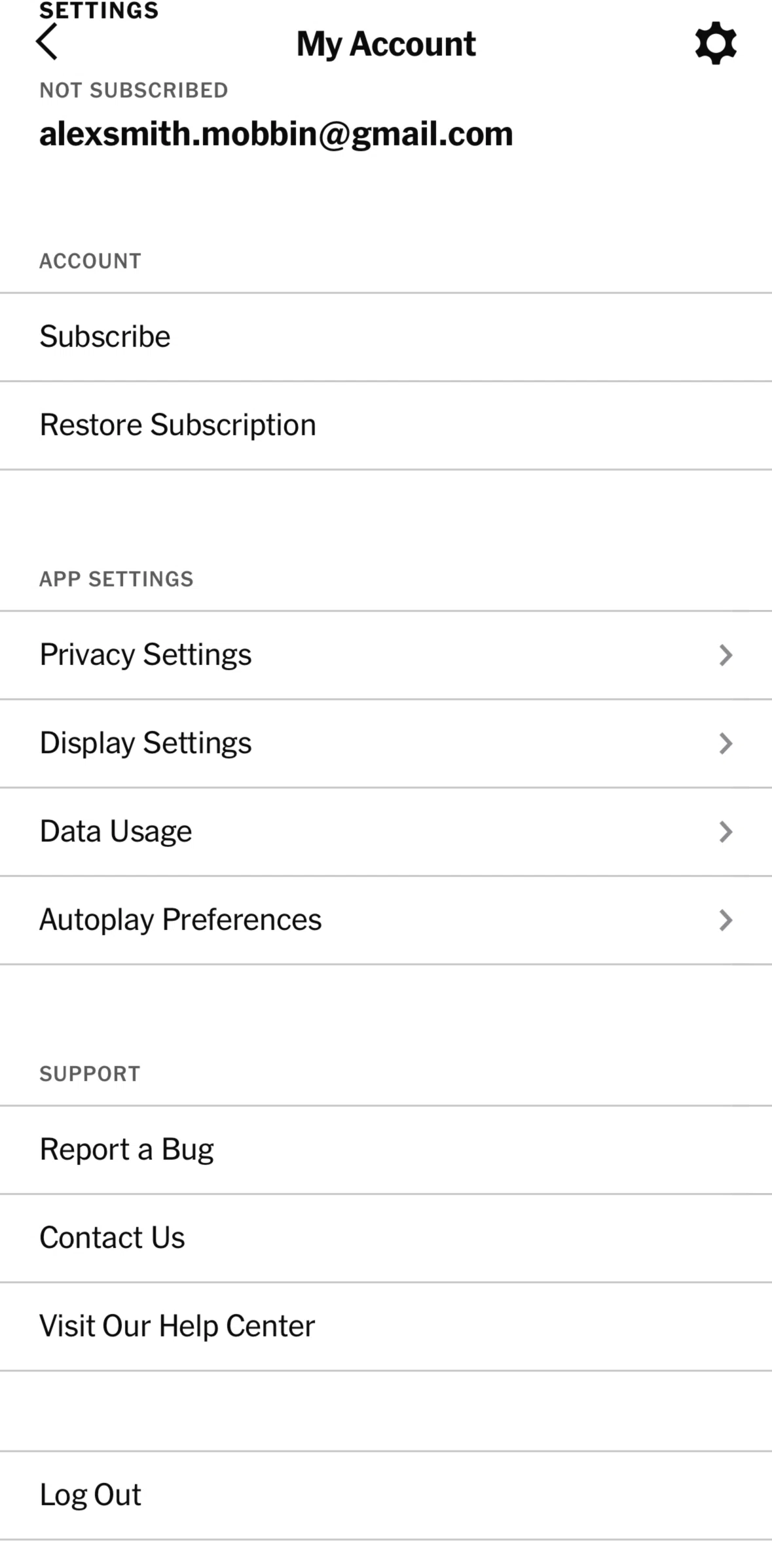 NYTimes Screen screen in the Changing autoplay preferences flow