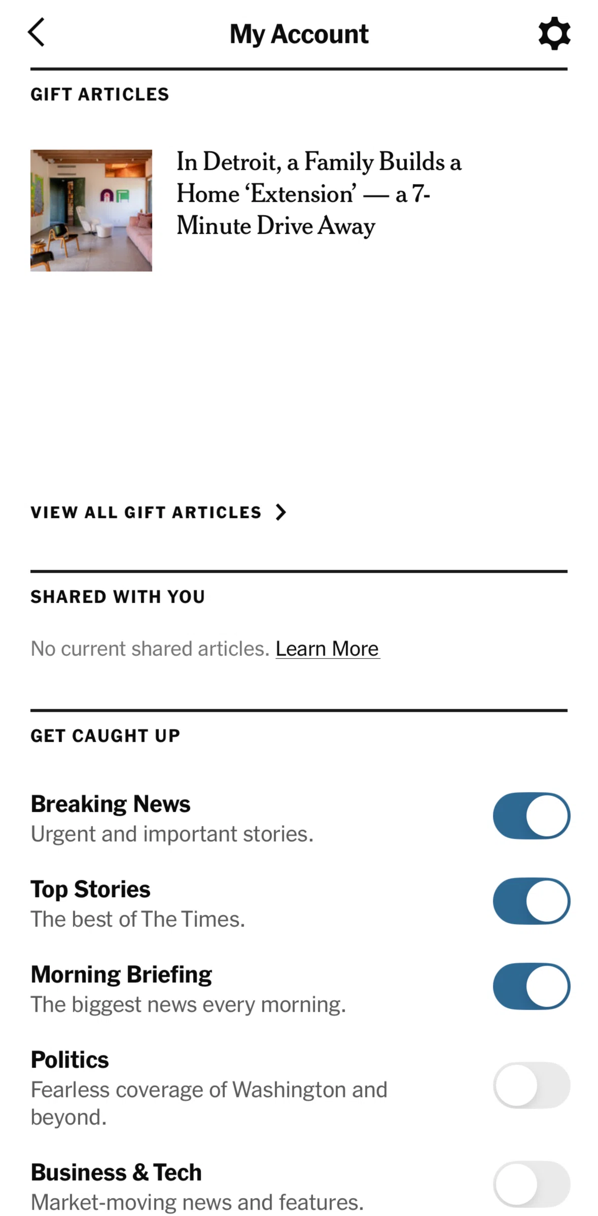 NYTimes Screen screen in the Gift articles flow
