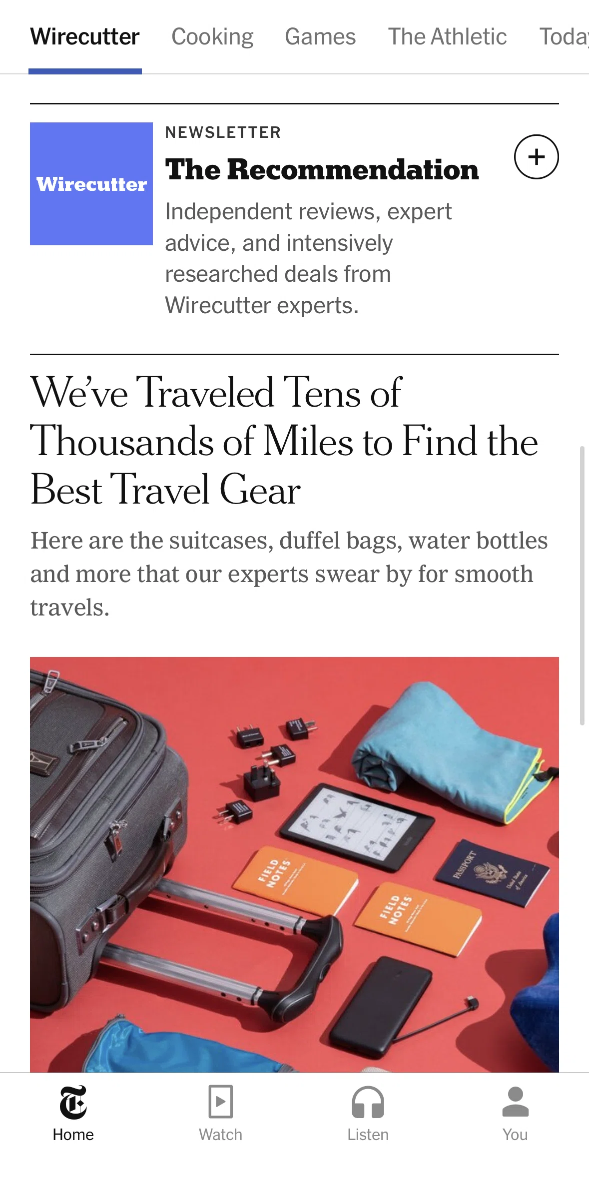 NYTimes Screen screen in the Joining a newsletter flow