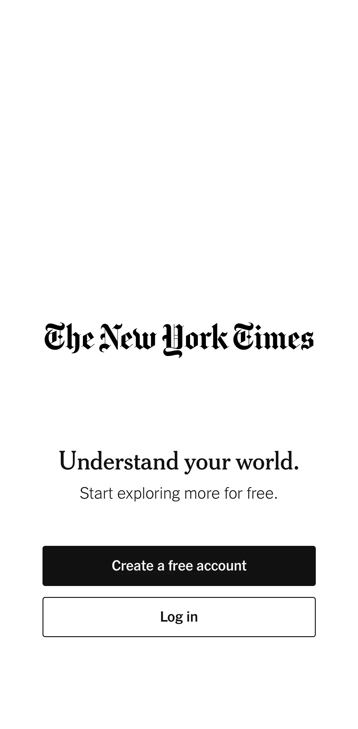 NYTimes Screen screen in the Logging in flow