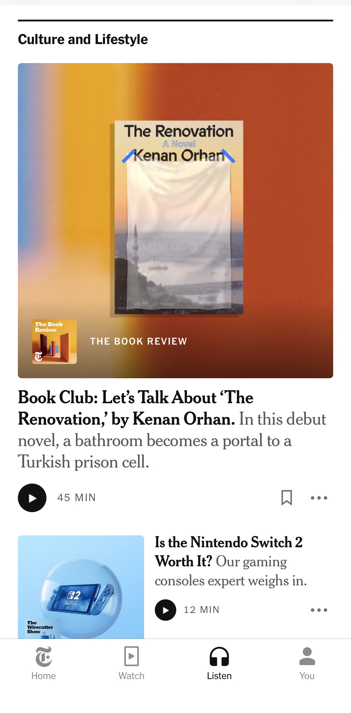 NYTimes Screen screen in the Saving an episode flow